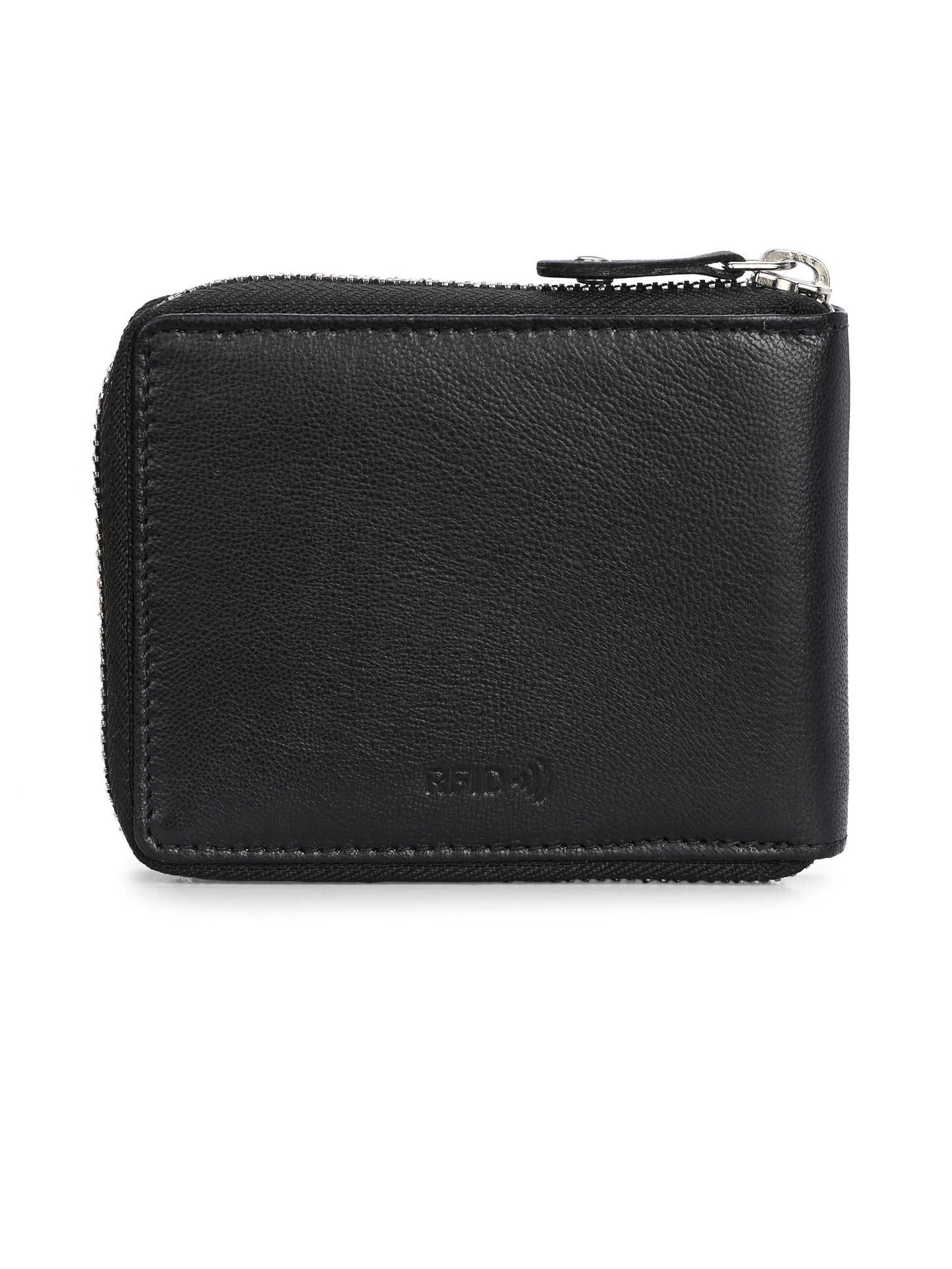 Men's Black Solid Zip Closure Wallets
