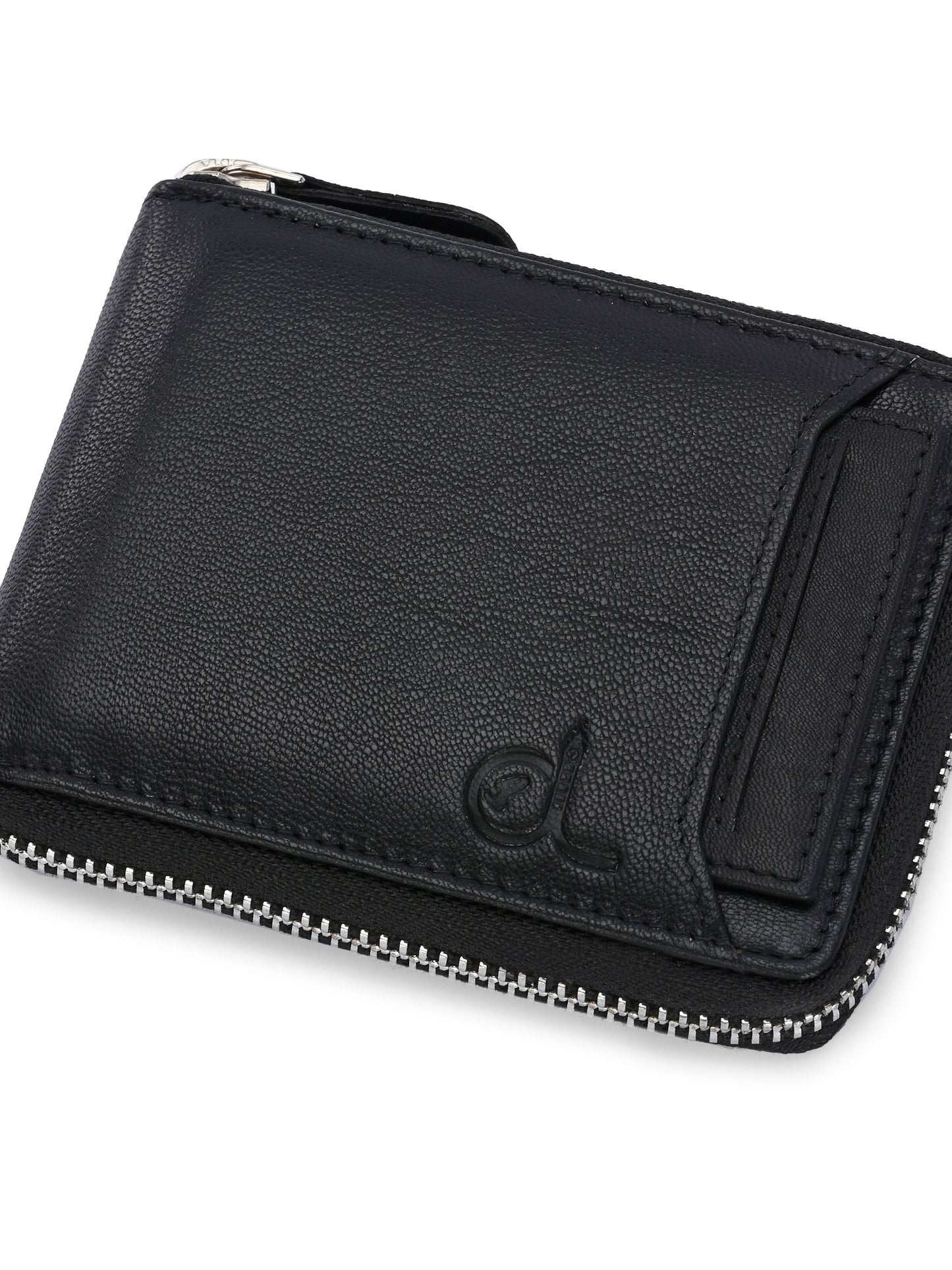 Men's Black Solid Zip Closure Wallets
