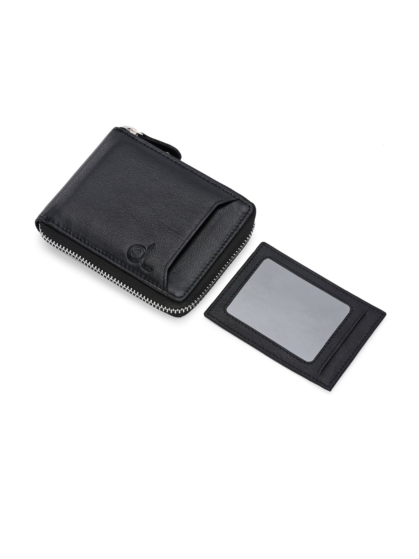 Men's Black Solid Zip Closure Wallets