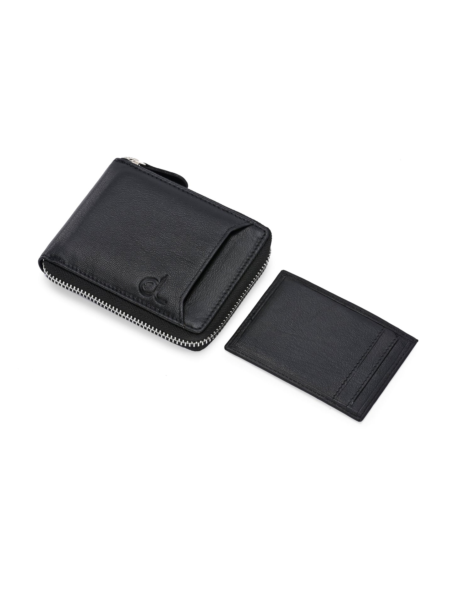 Men's Black Solid Zip Closure Wallets