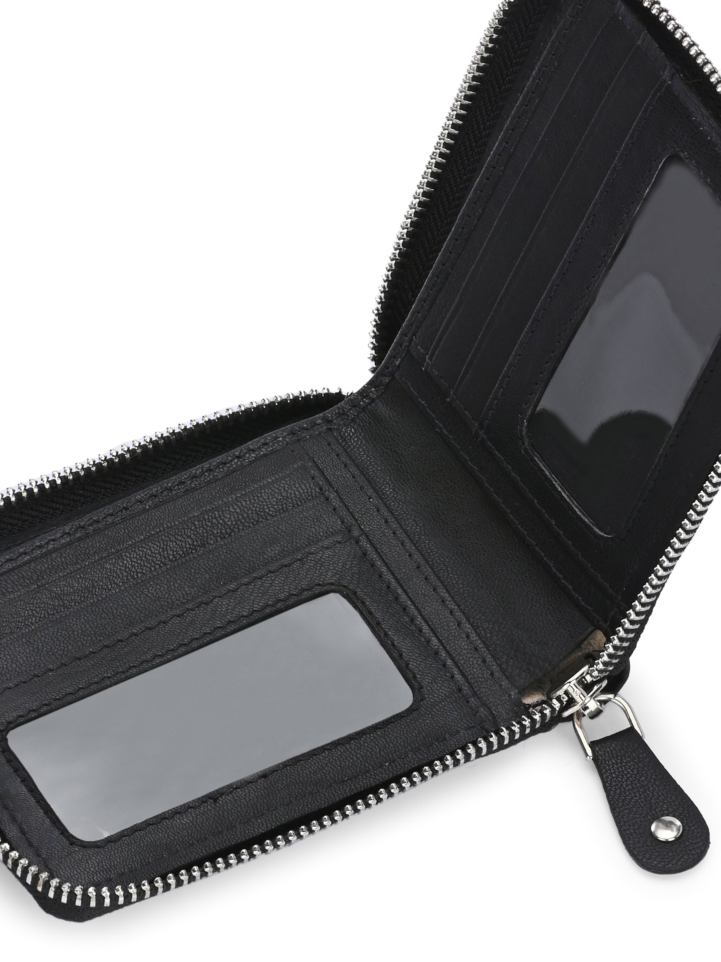 Men's Black Solid Zip Closure Wallets