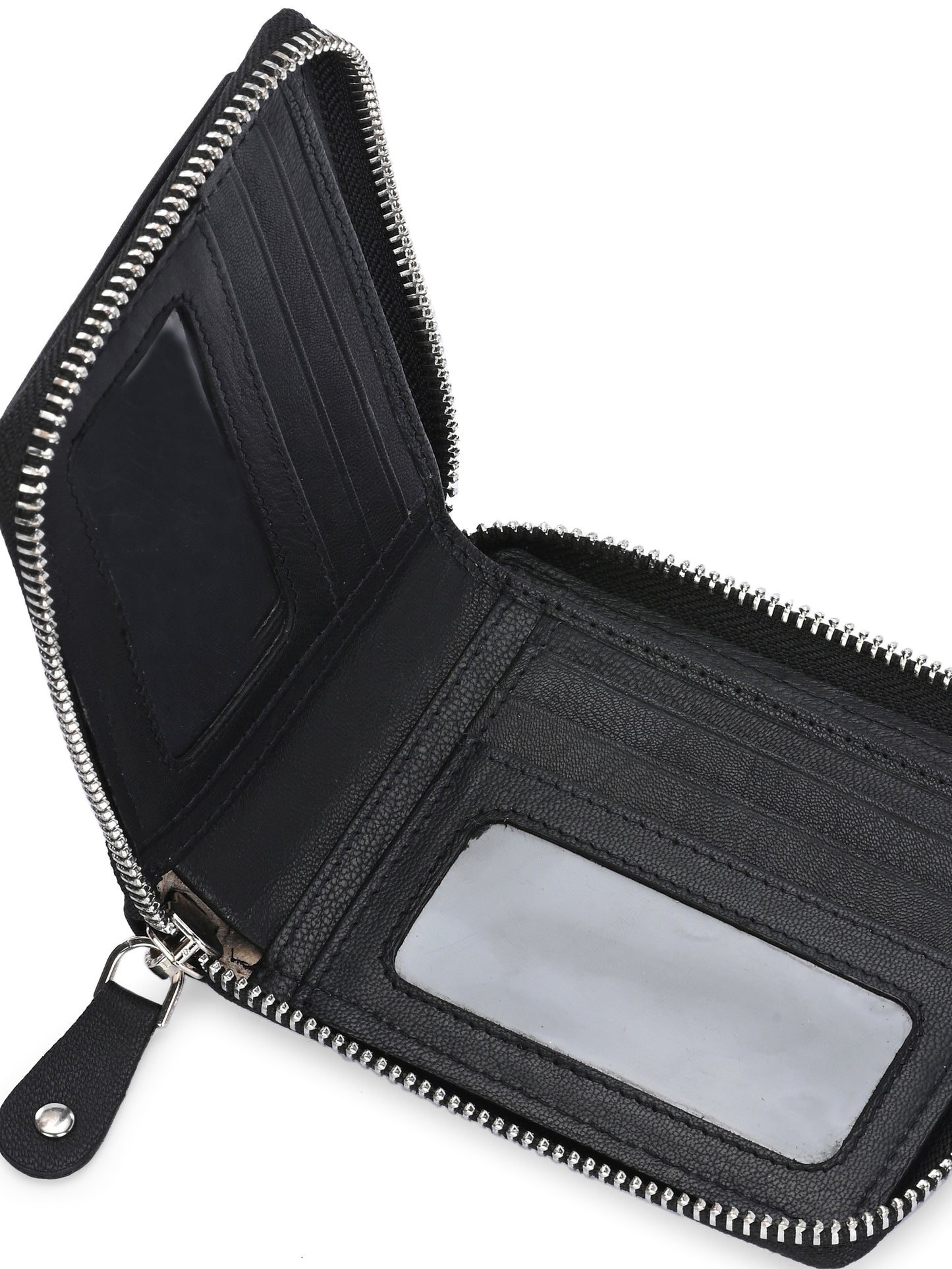 Men's Black Solid Zip Closure Wallets