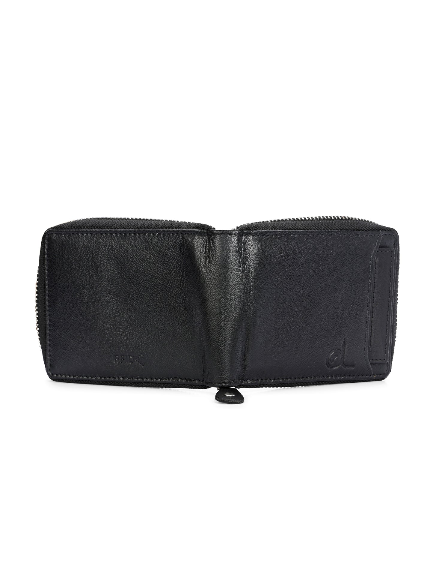 Men's Black Solid Zip Closure Wallets