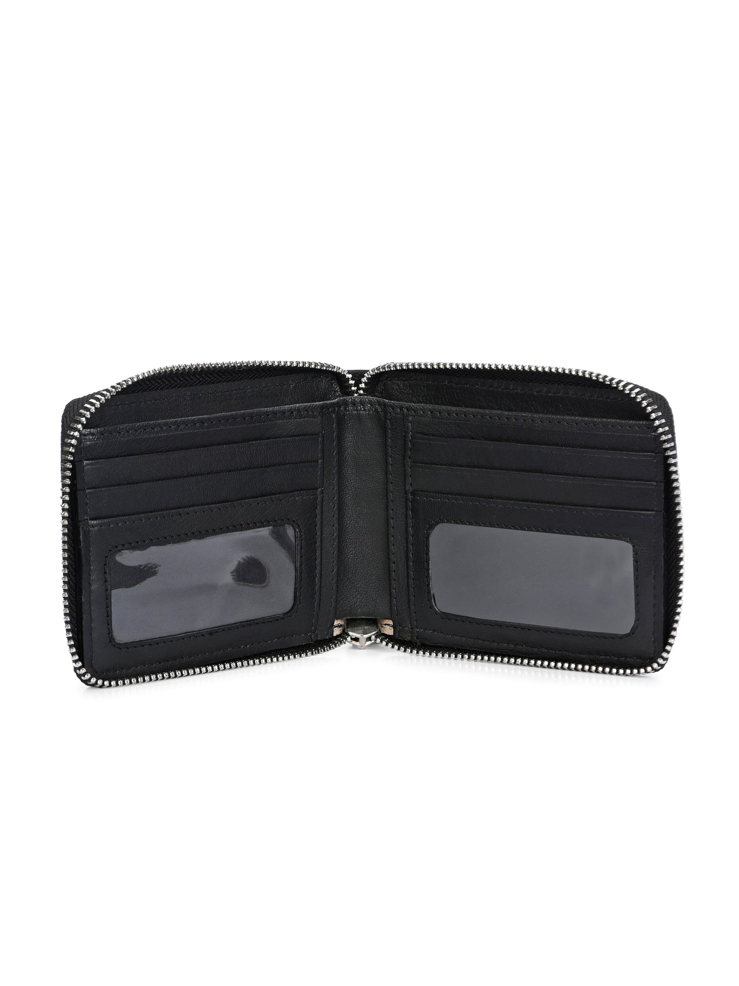 Men's Black Solid Zip Closure Wallets