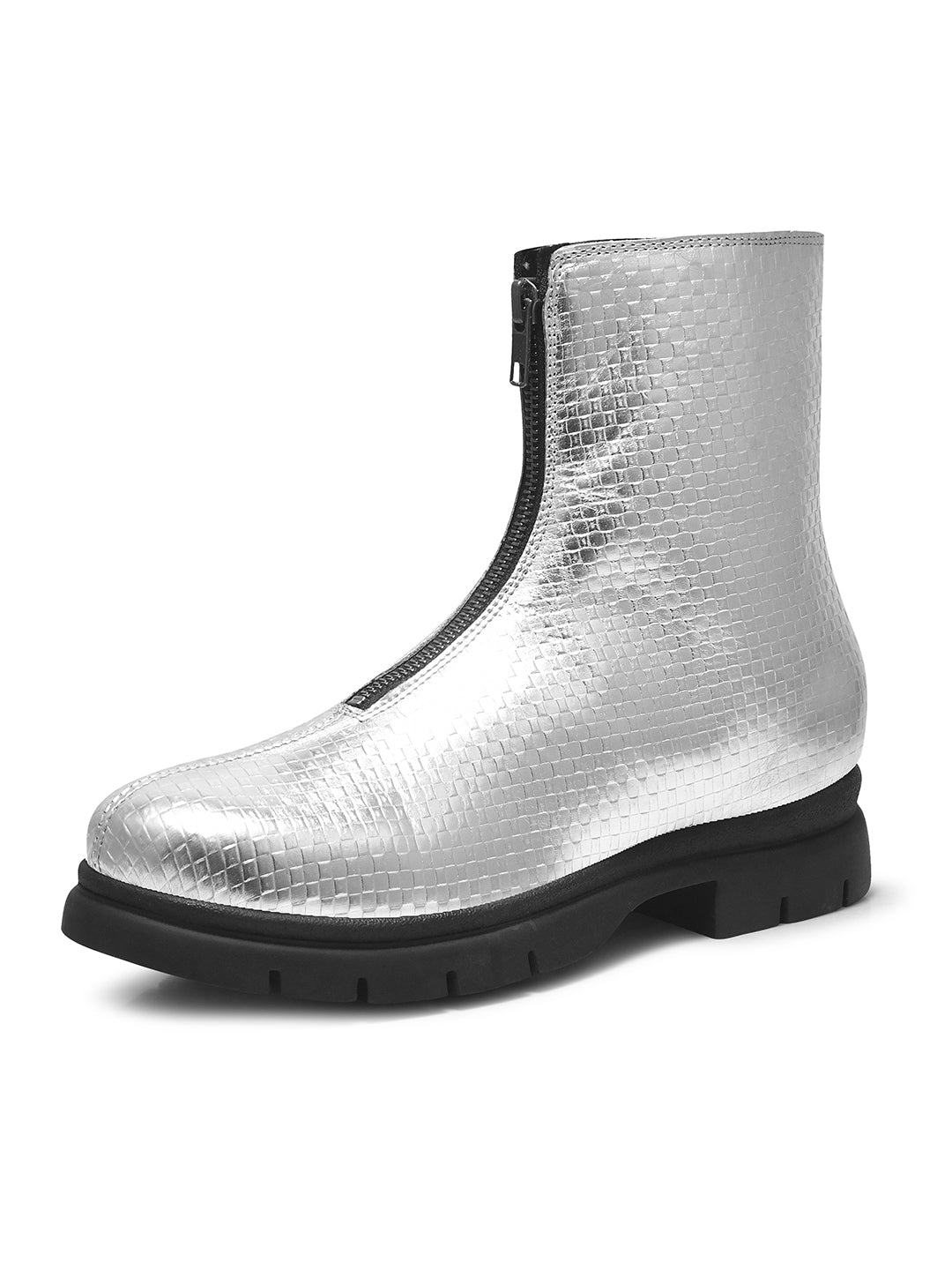 Women Grey Front Zip Boots