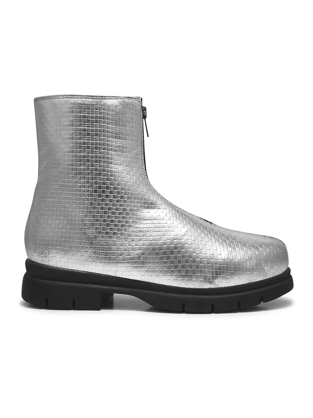 Women Grey Front Zip Boots