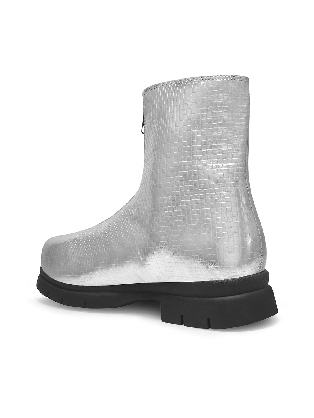Women Grey Front Zip Boots