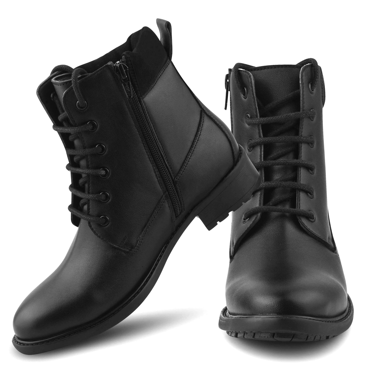 Women Black Block-Heeled Winter Boots
