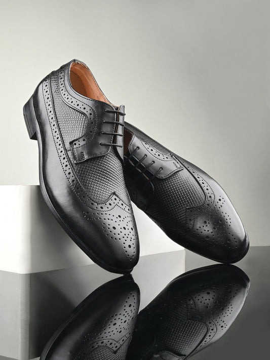 Men's Perforated Leather Formal Brogue Shoes