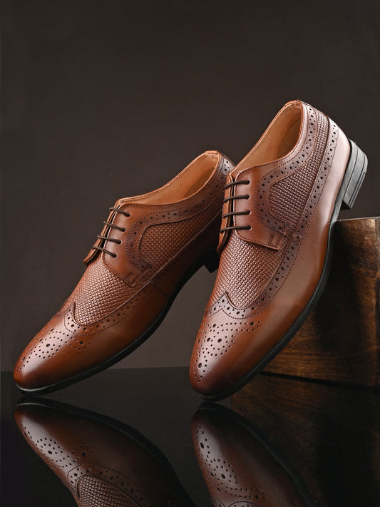 Men's Textured Leather Formal Brogues
