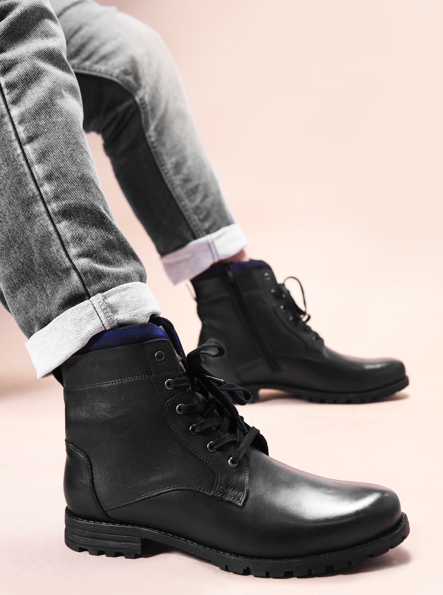Boot Shoes for Men Leather High Ankle
