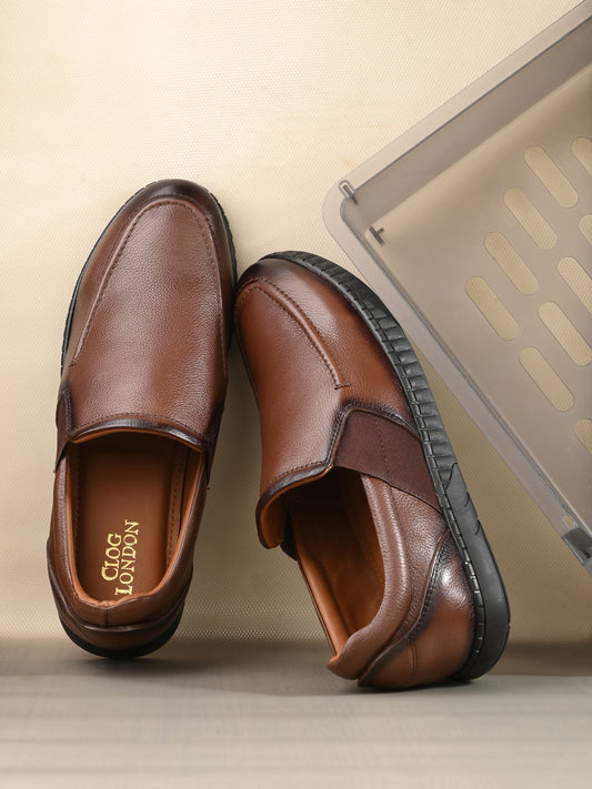 Men's Textured Leather Formal Slip-On Loafers Shoes