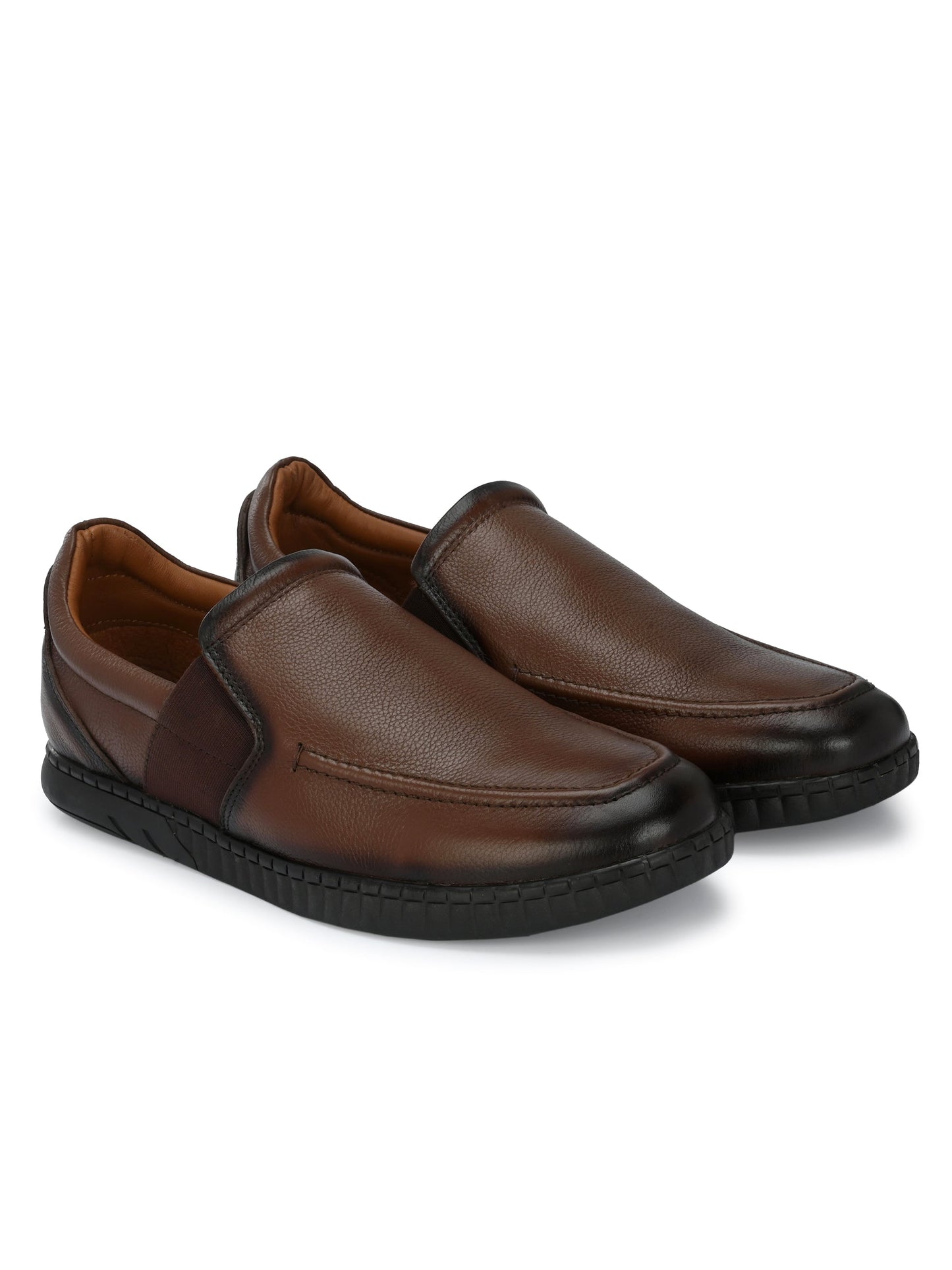 Men's Textured Leather Formal Slip-On Loafers Shoes