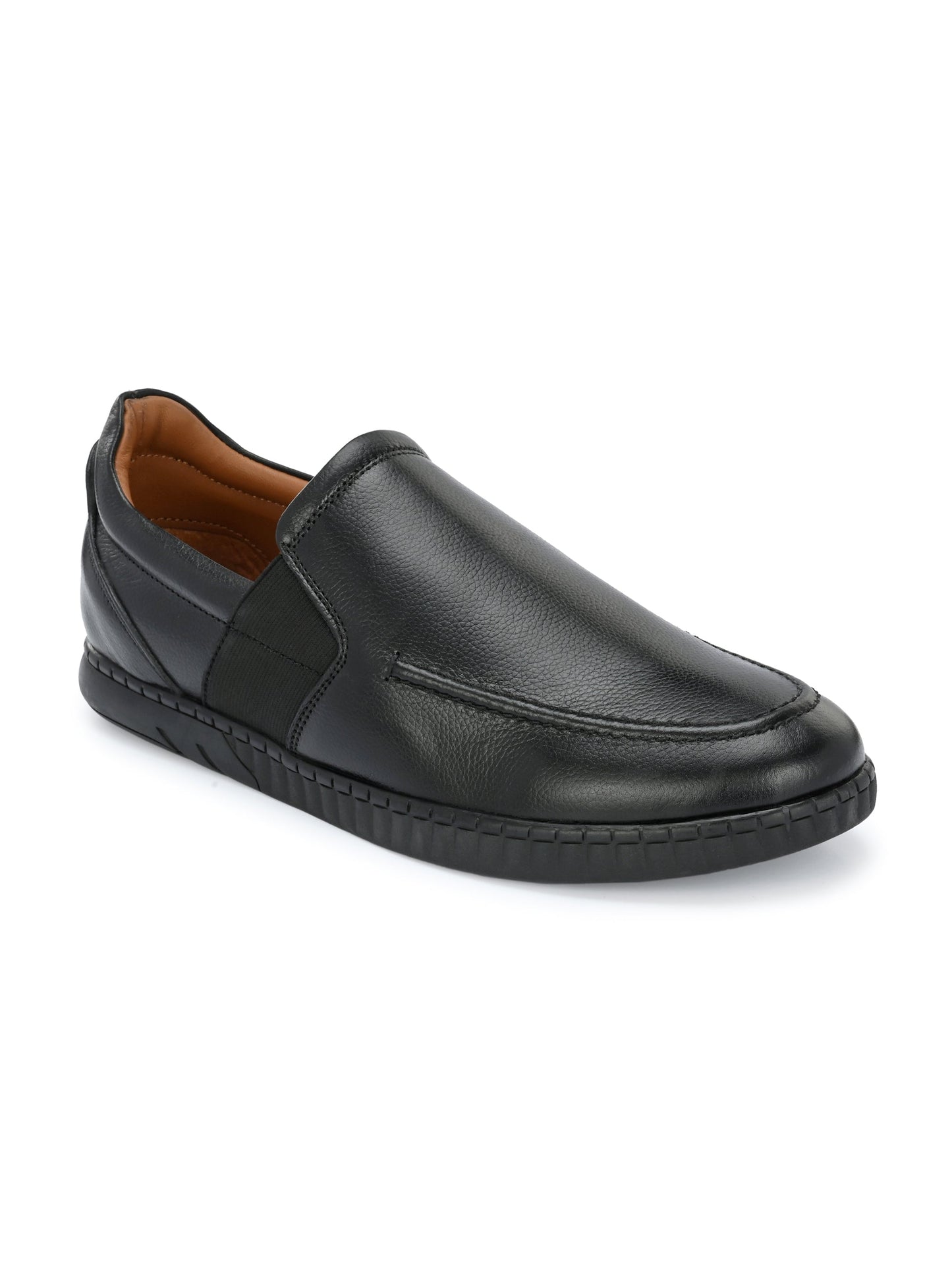 Men's Textured Leather Formal Slip-On Loafers Shoes
