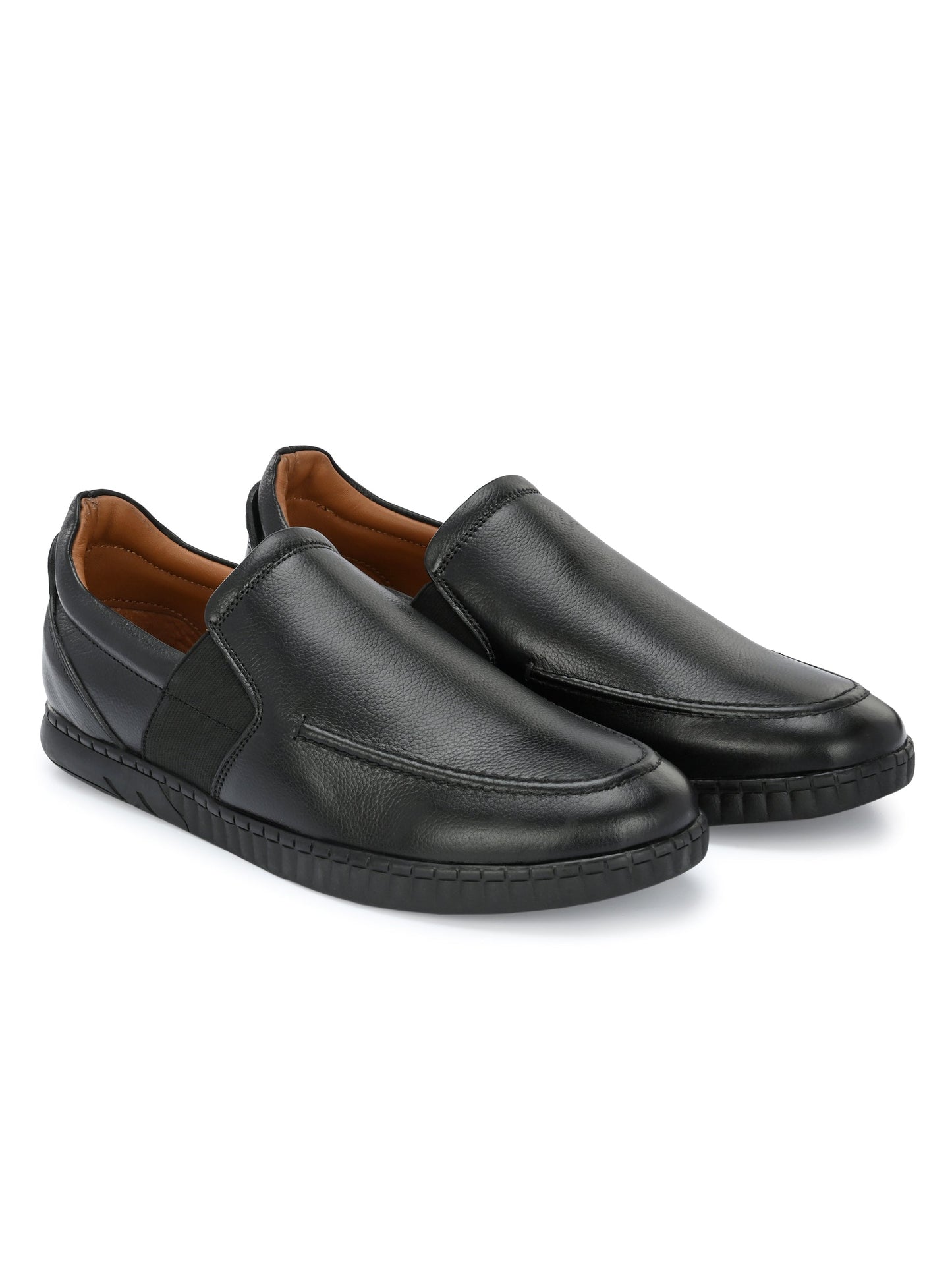 Men's Textured Leather Formal Slip-On Loafers Shoes