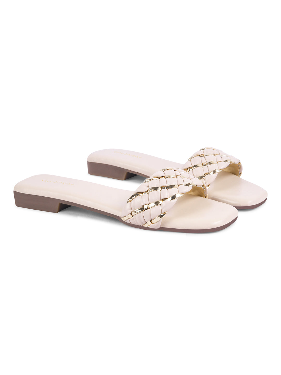Women Off-White Casual Slip On Flats Online