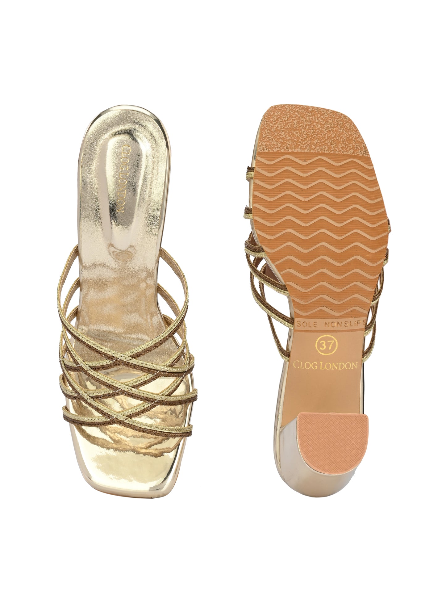 Women Glosy black Heels Sandals