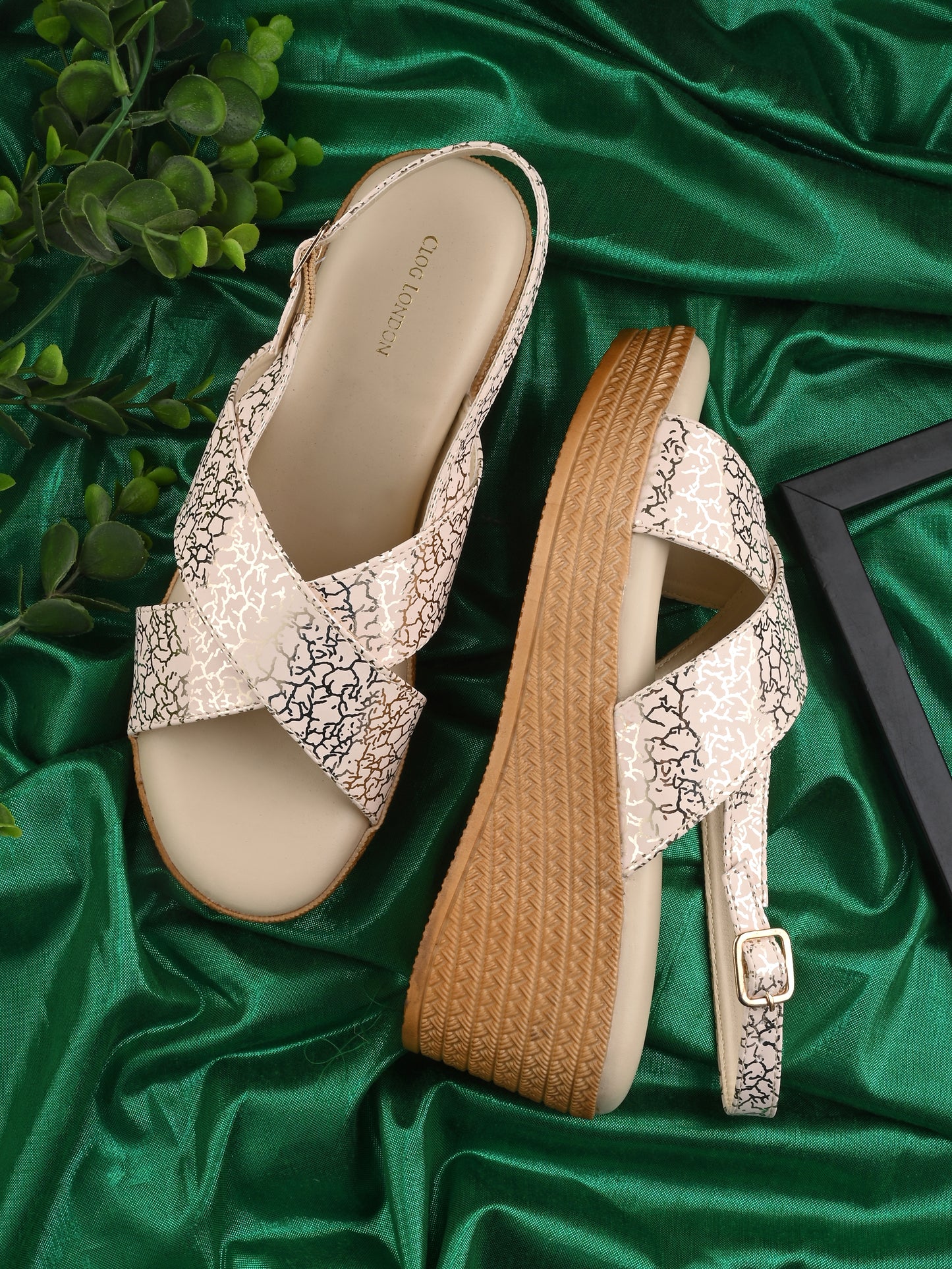 Women Beige Open Toe Wedge Heeled Sandals