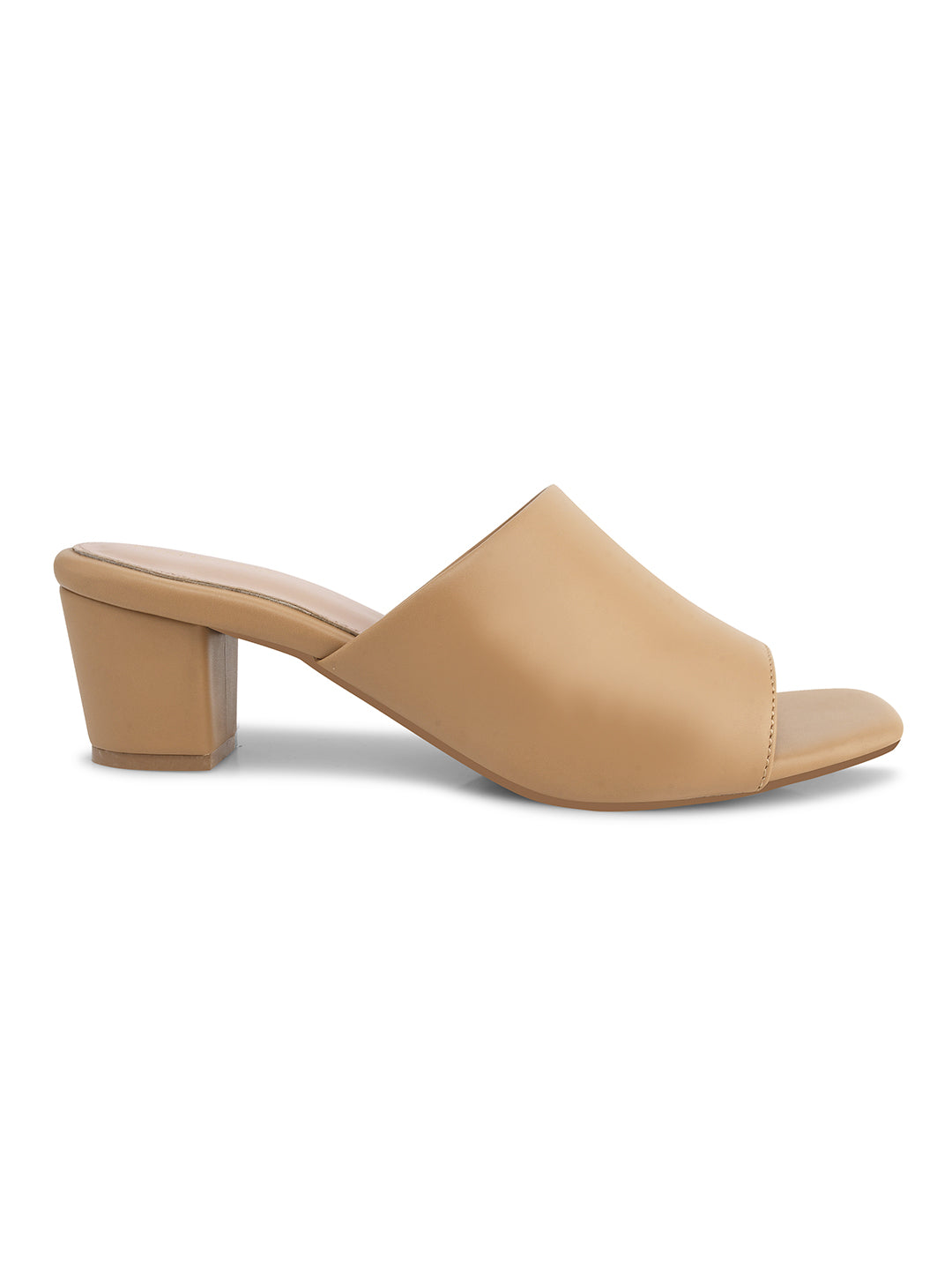 Women Beige & Black Heels Sandals