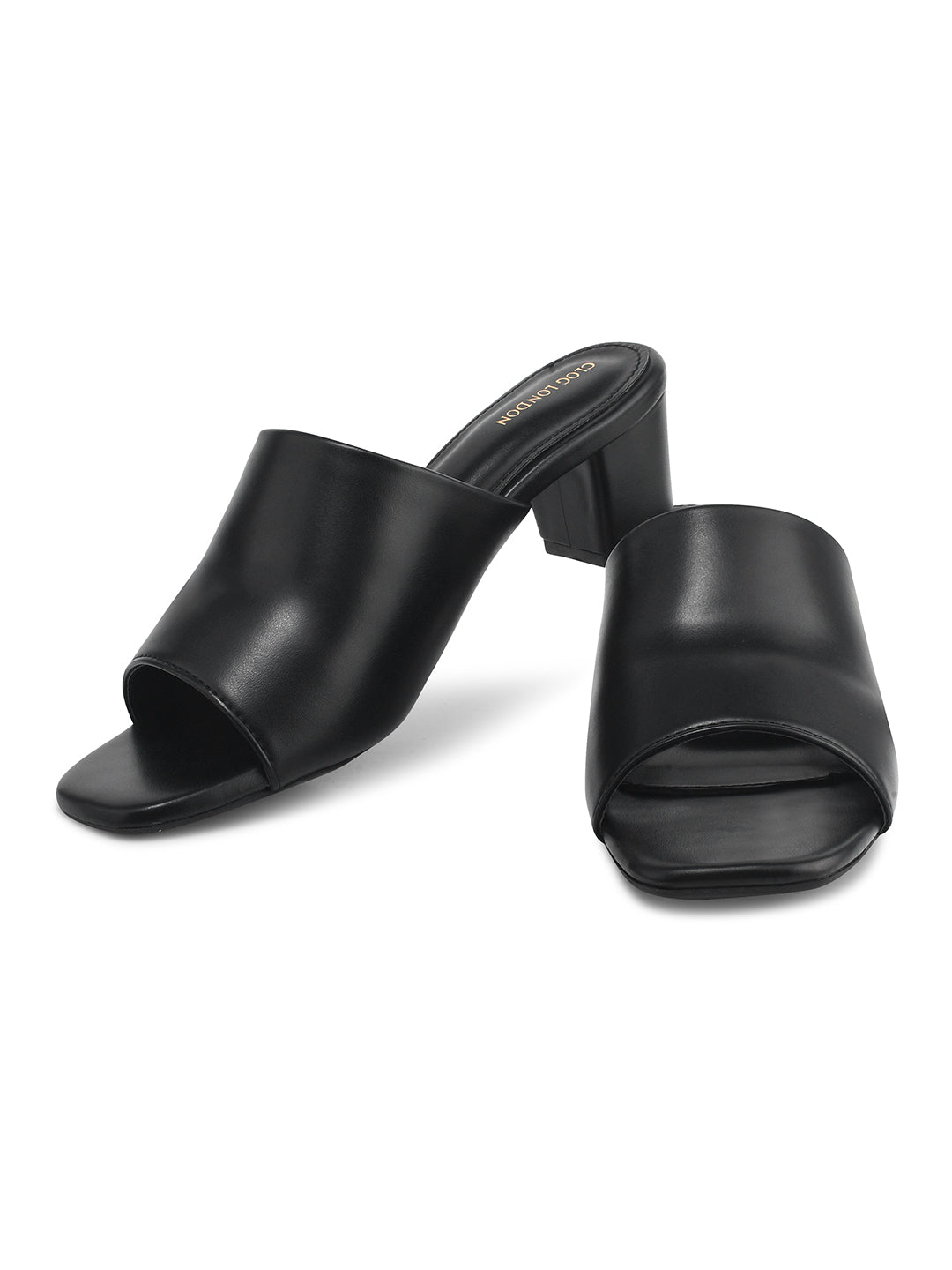 Women Beige & Black Heels Sandals
