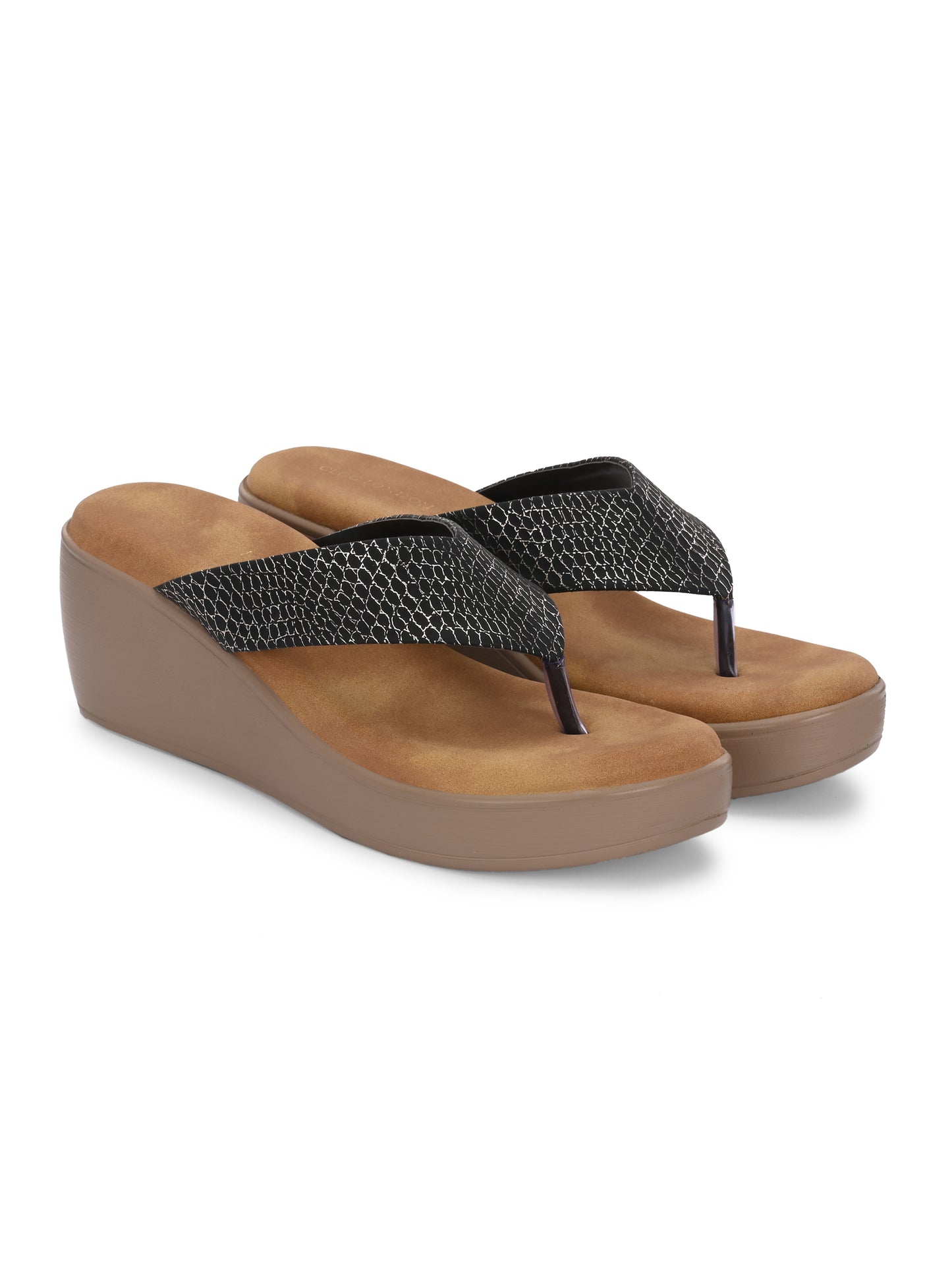 Women Black Wedges Heeled