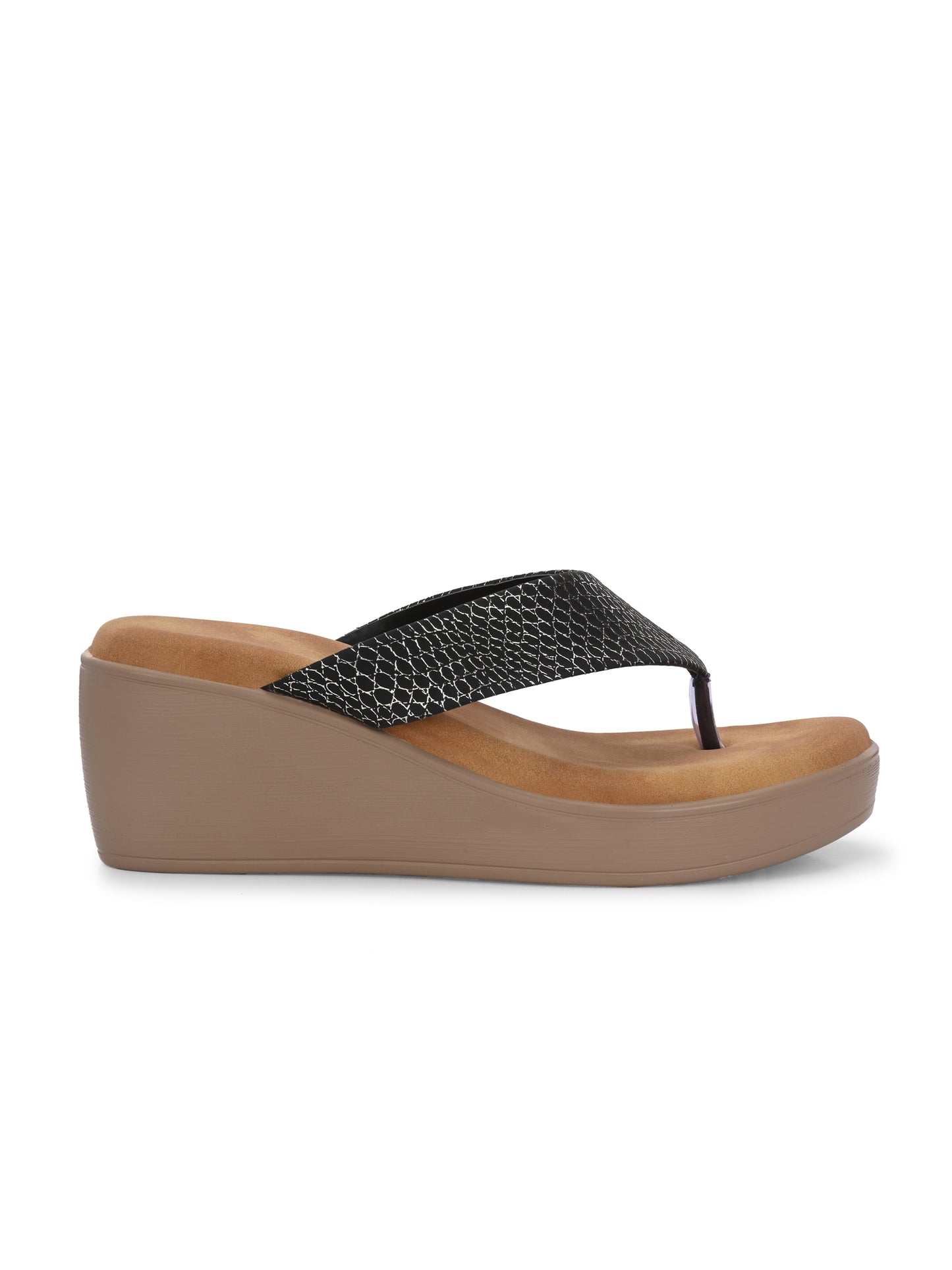Women Black Wedges Heeled