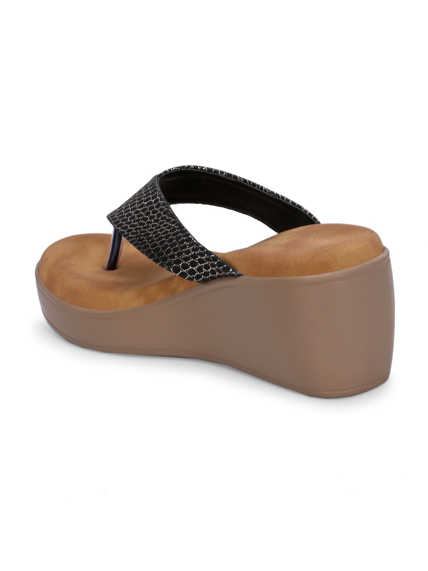 Women Black Wedges Heeled