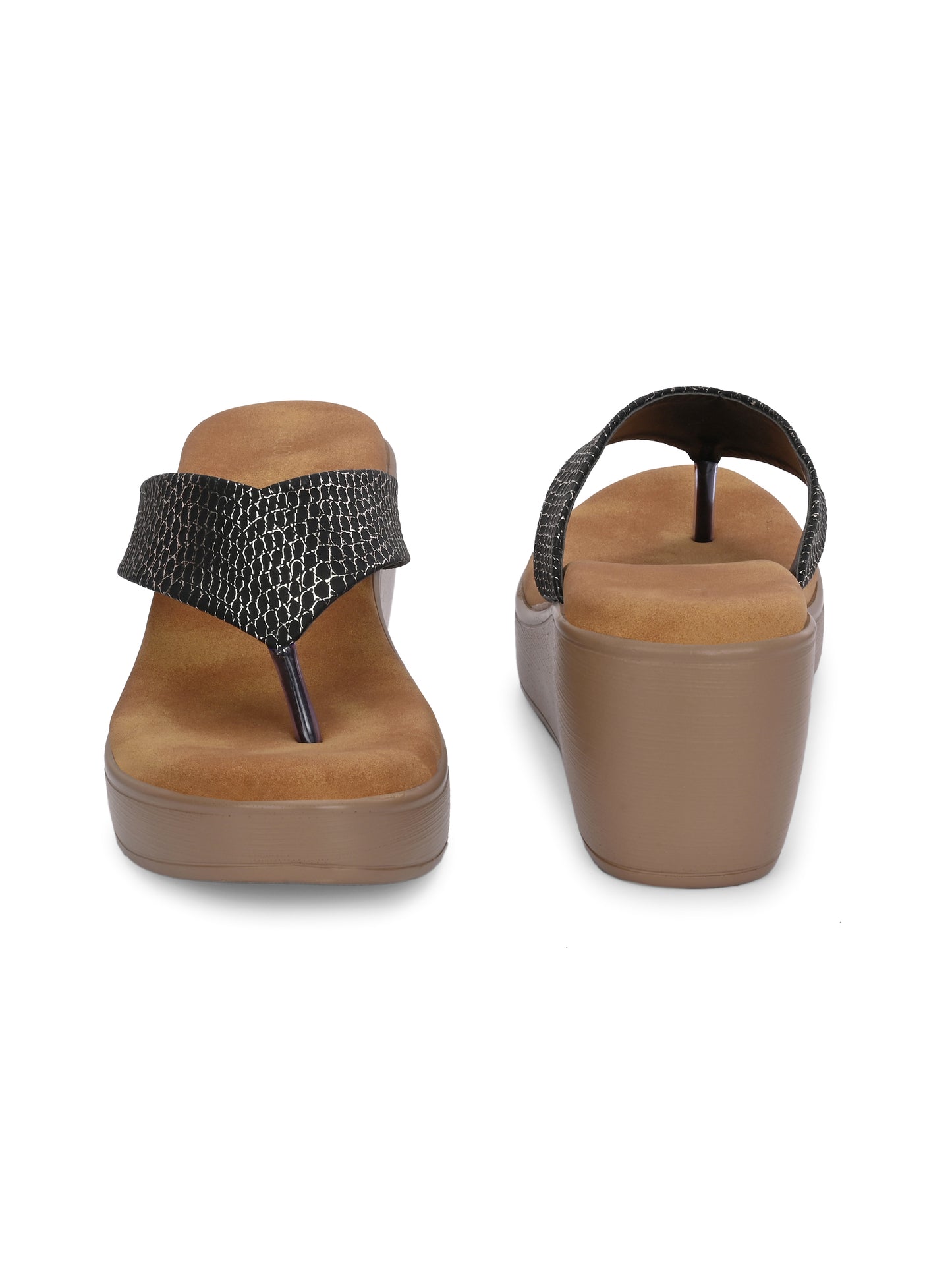 Women Black Wedges Heeled
