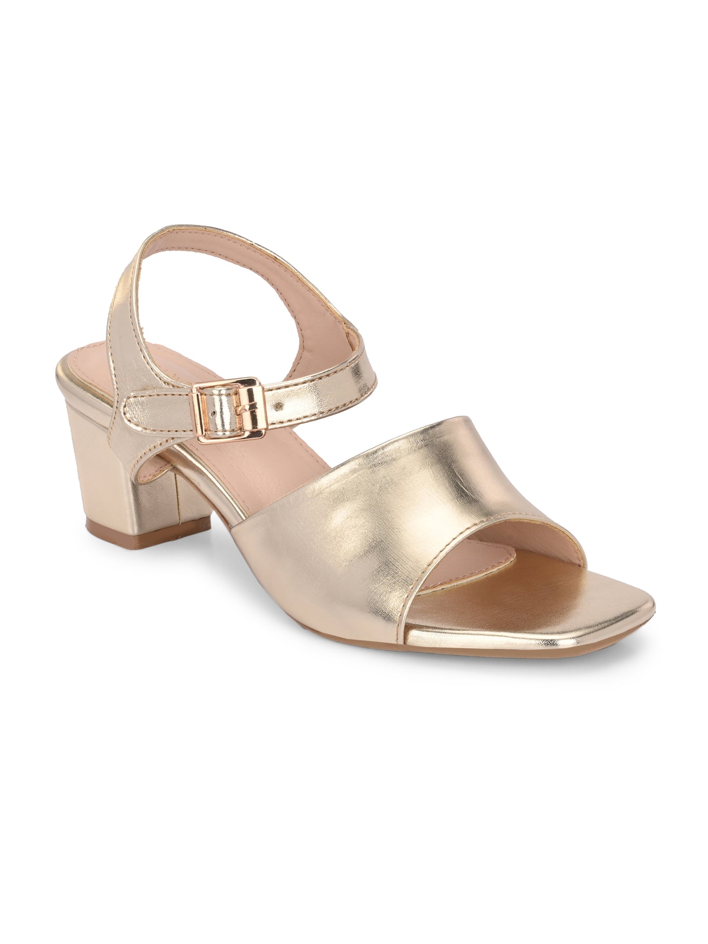 Women Gold Casual Heels Sandals