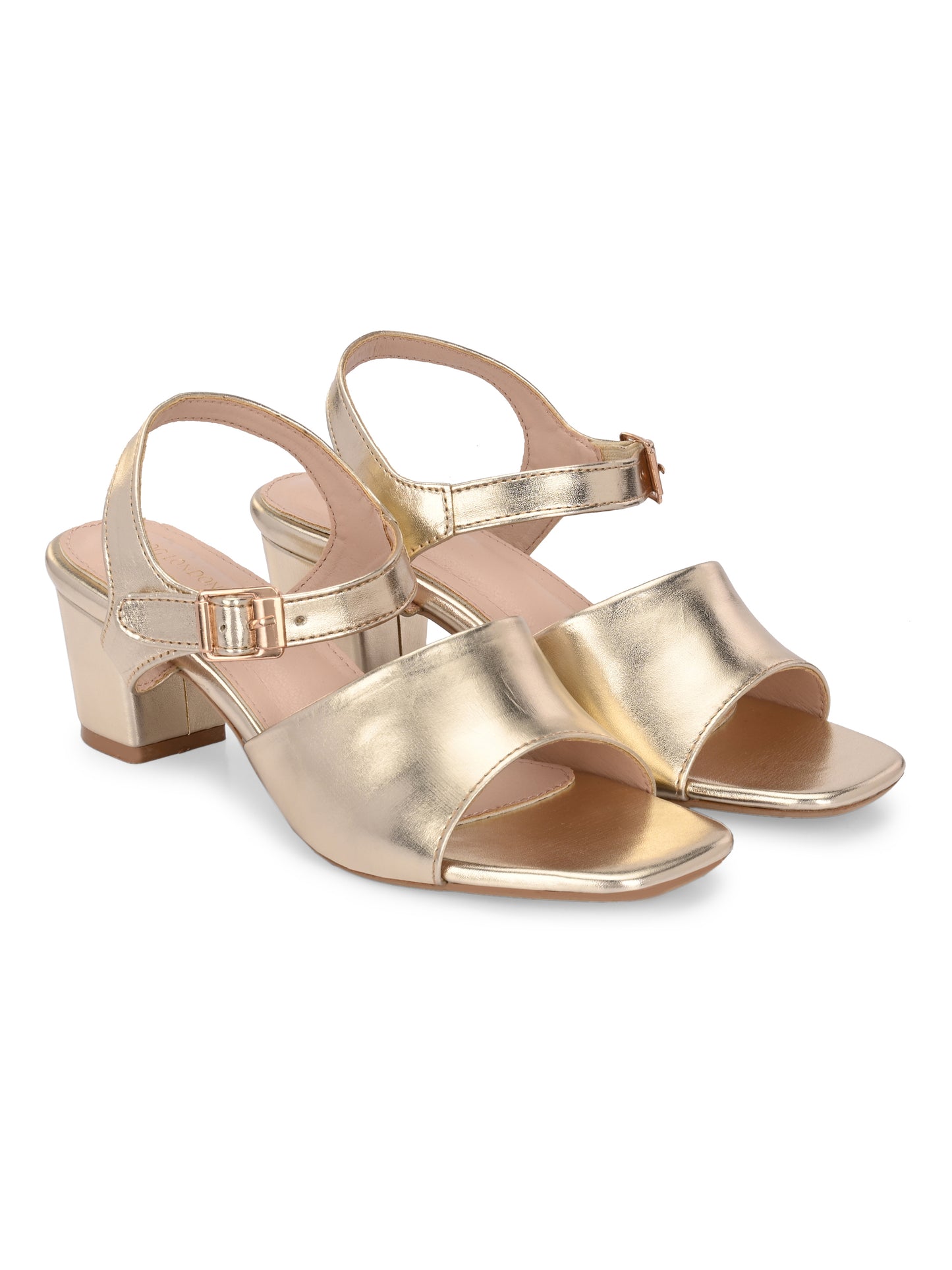 Women Gold Casual Heels Sandals