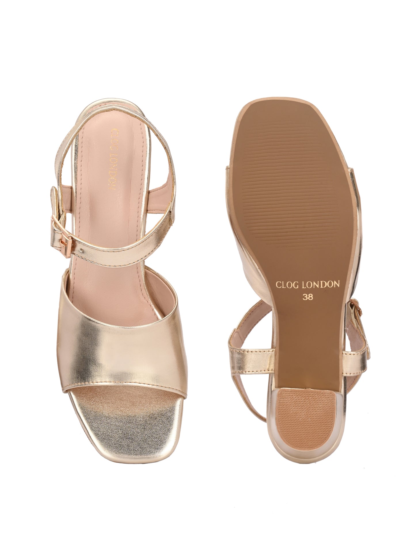 Women Gold Casual Heels Sandals