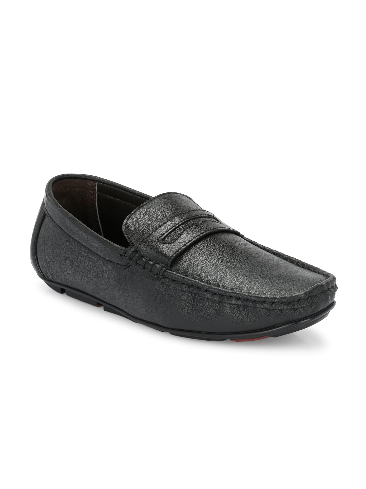 Men Textured Leather Lightweight Loafer Shoes