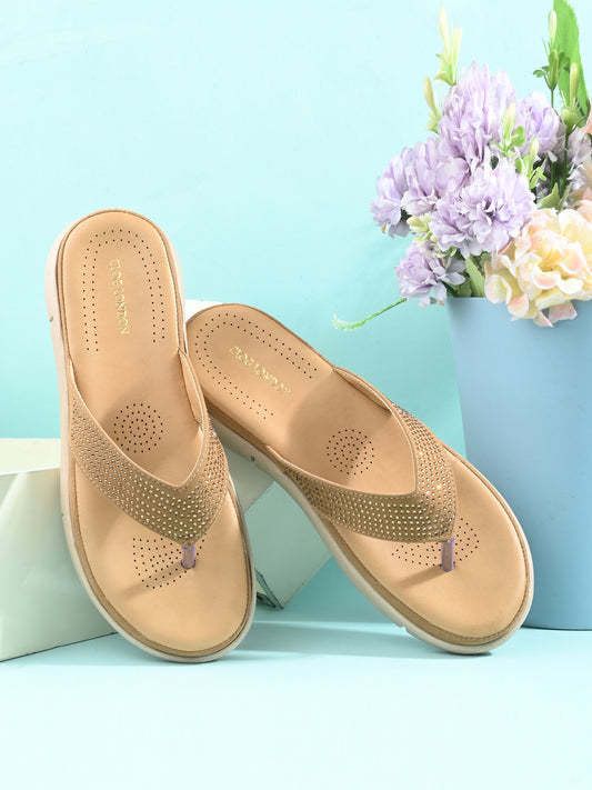 Women Tan Comfort Sandals Flats