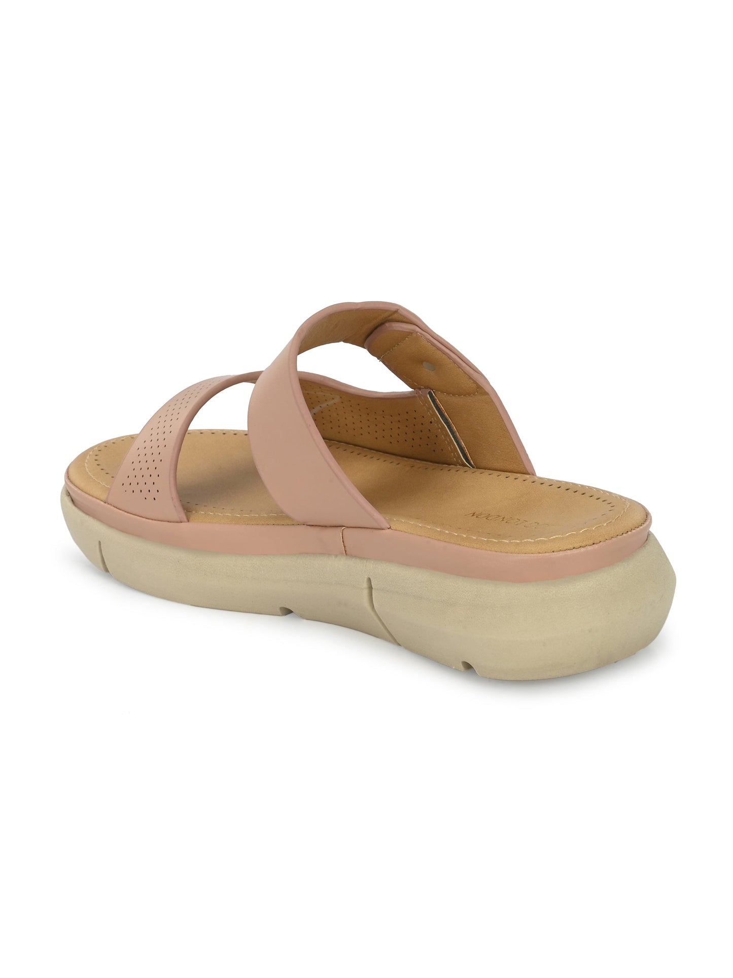 Women Peach Open Toe Comfort Flats