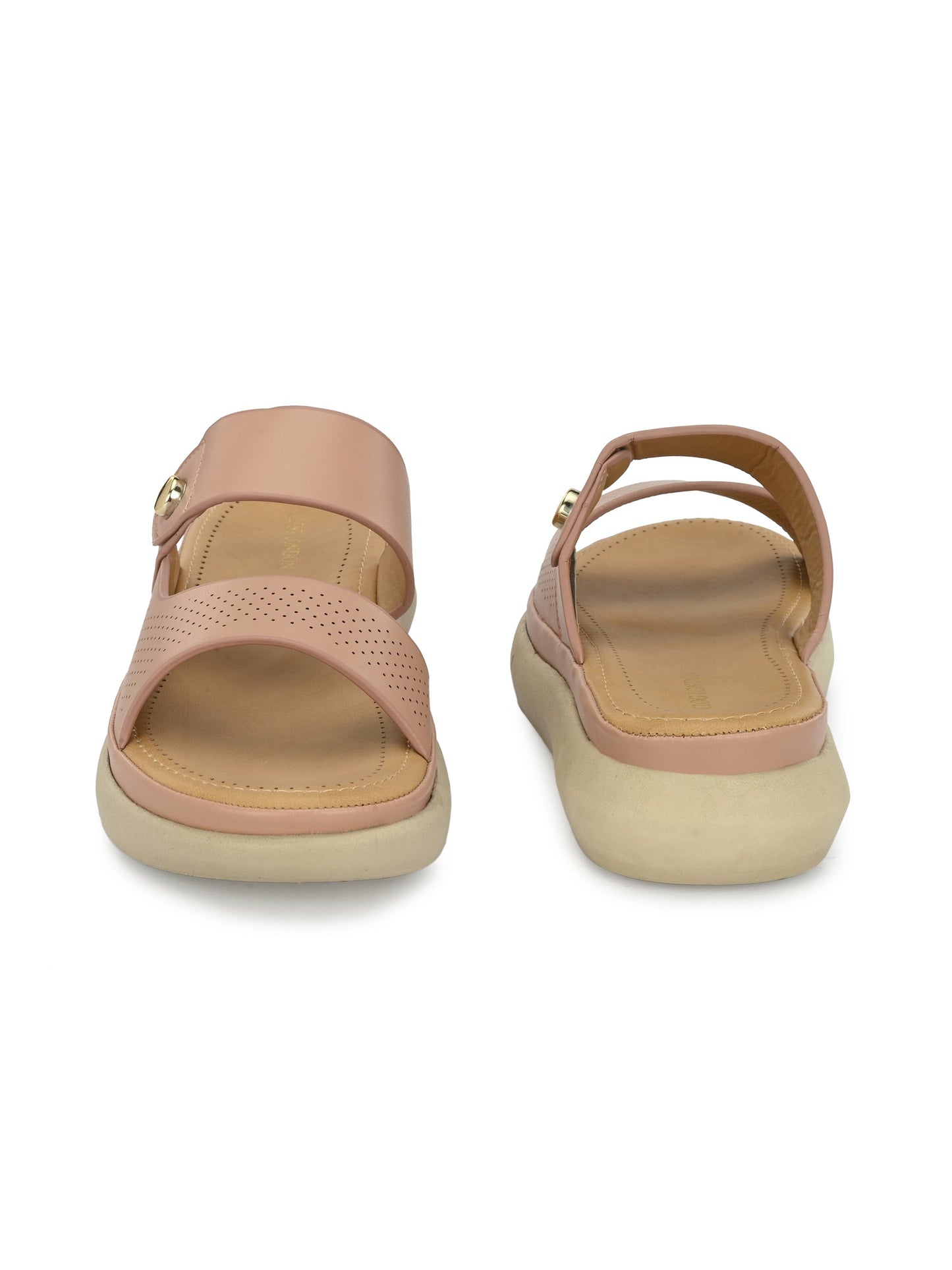 Women Peach Open Toe Comfort Flats