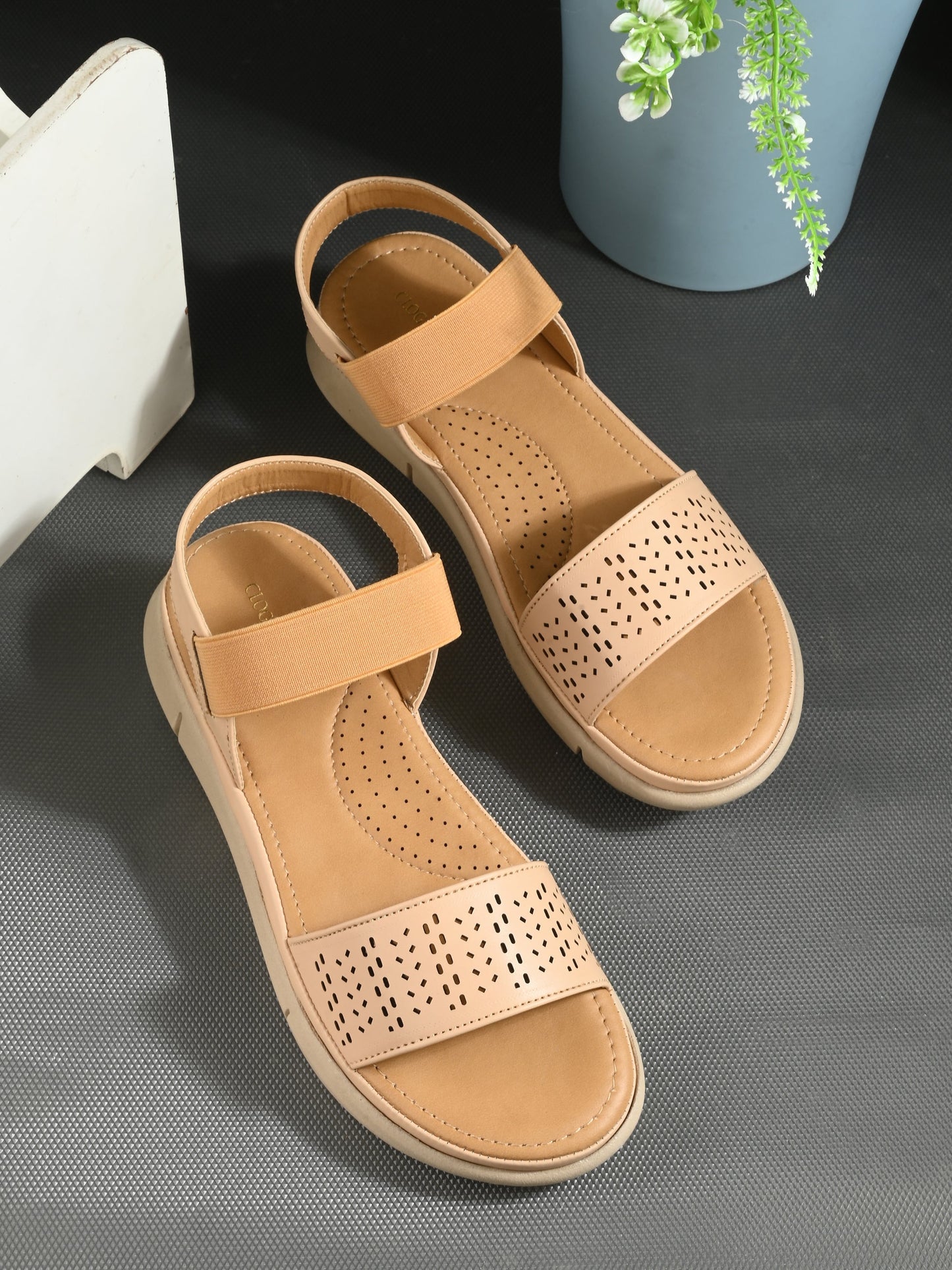 Womens Beige Slip On Sandals Online