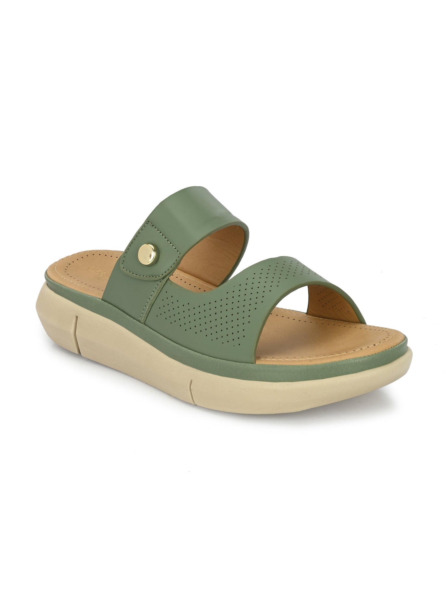 Women Peach Open Toe Comfort Flats