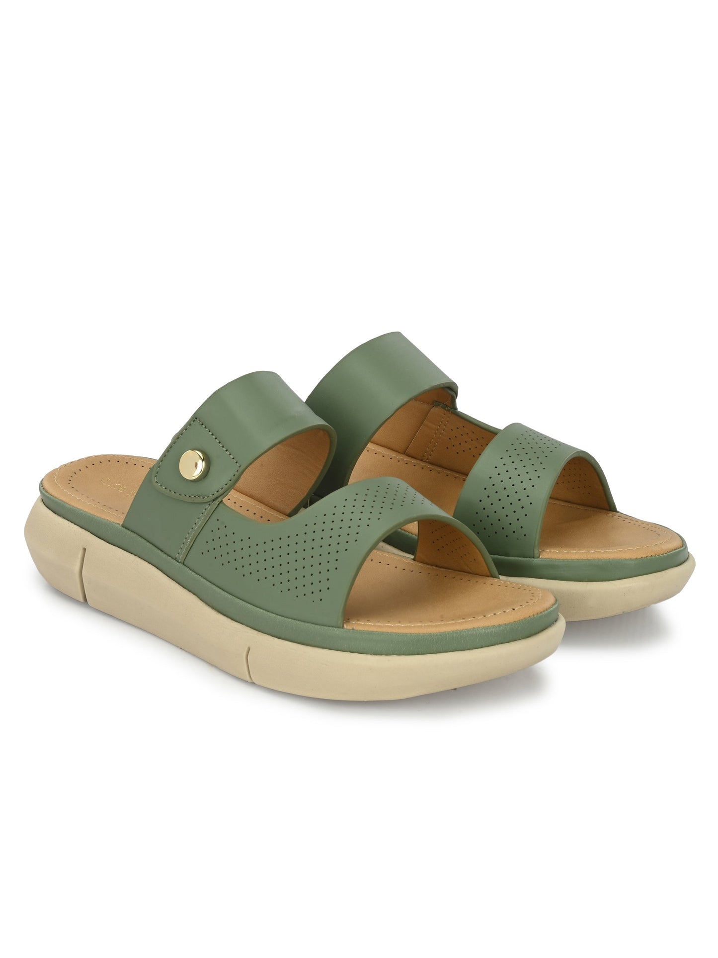 Women Peach Open Toe Comfort Flats