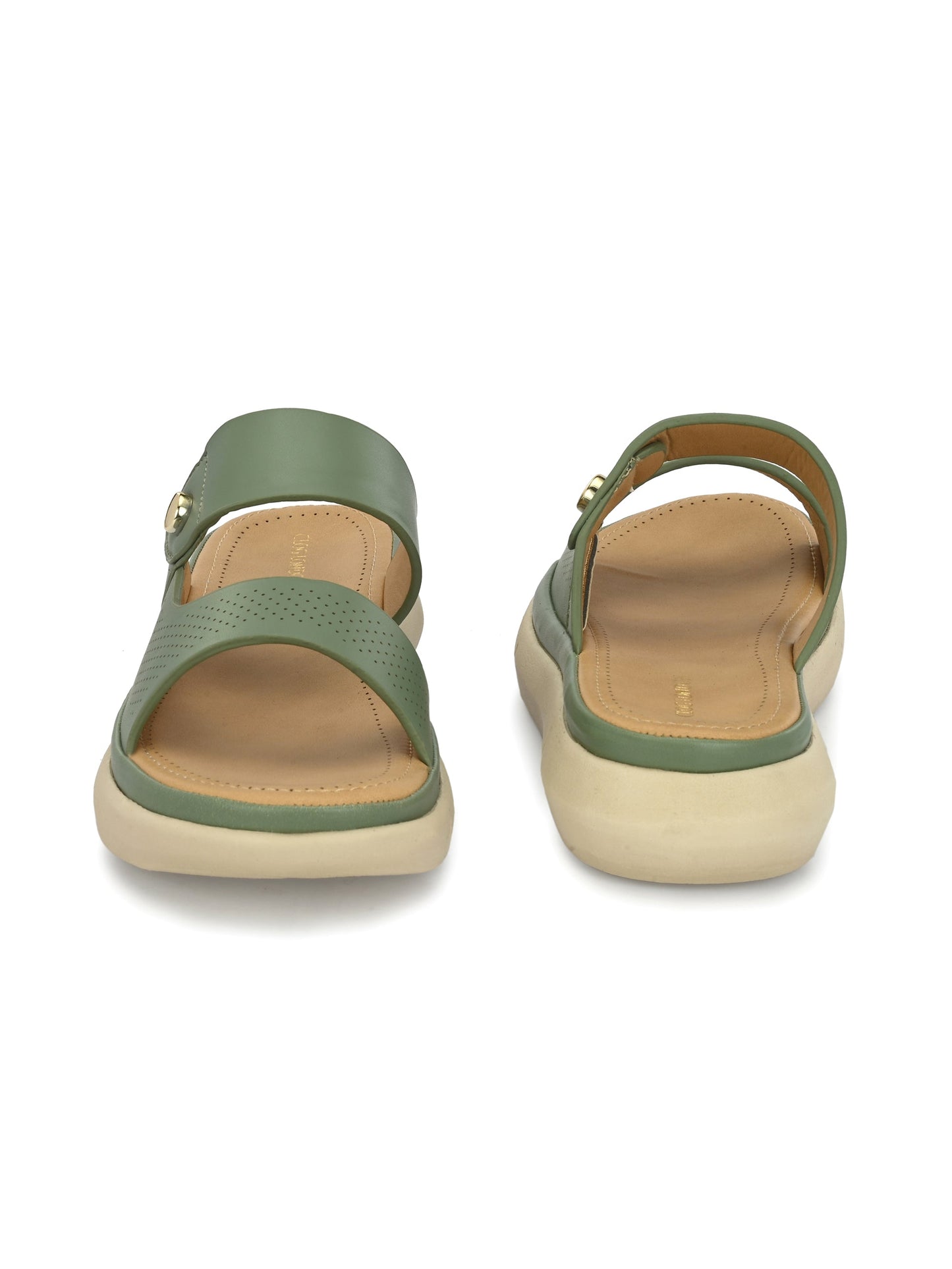 Women Peach Open Toe Comfort Flats