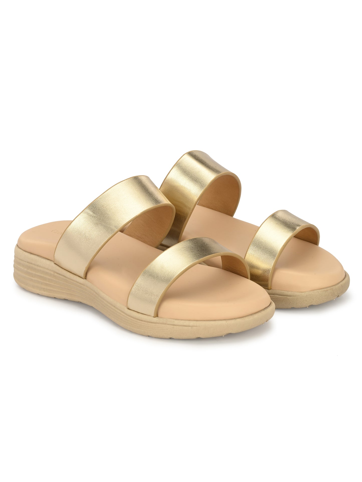 Women Gold Comfortable Sandals Flats