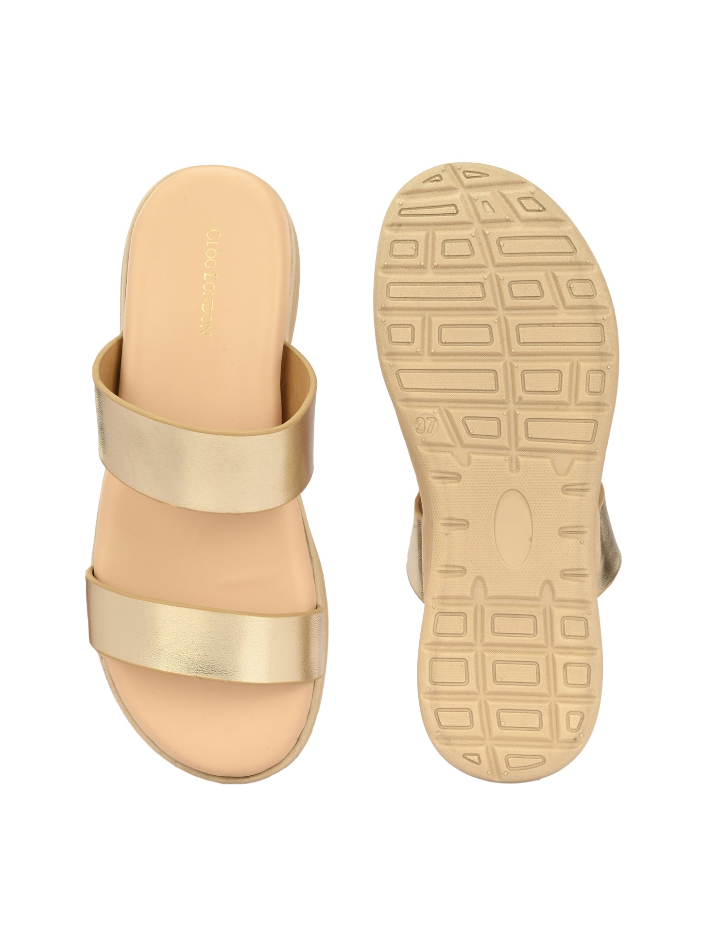 Women Gold Comfortable Sandals Flats