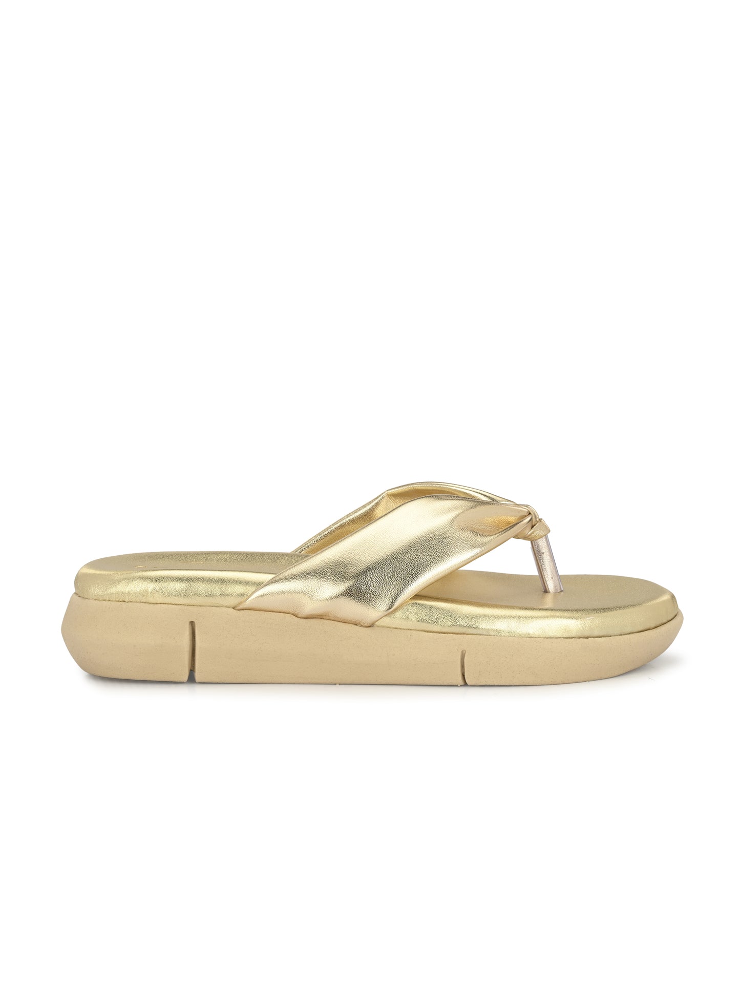 Women Gold Comfortable Flats Sandals