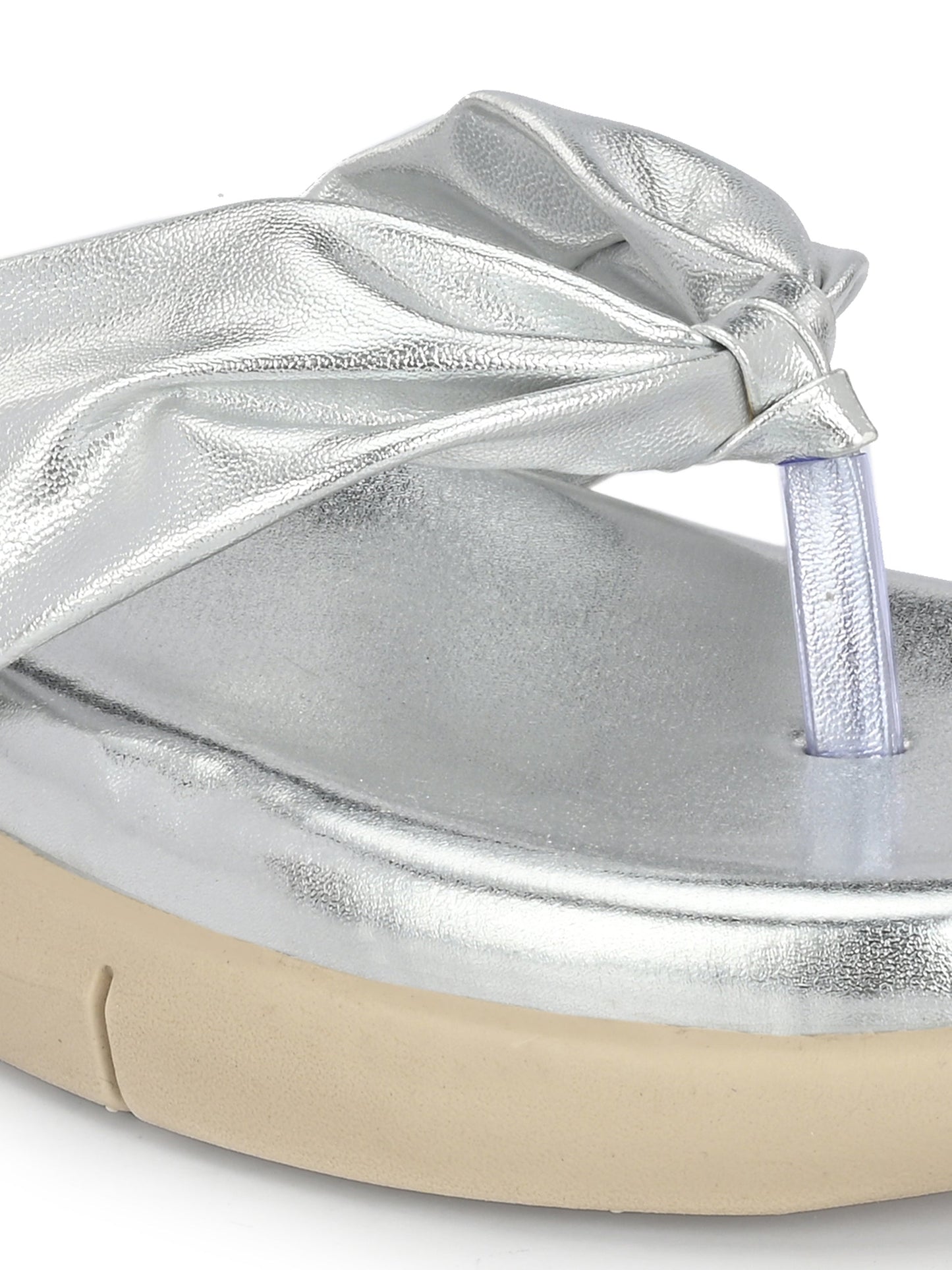 Women Silver Criss-Cross Strap Flats