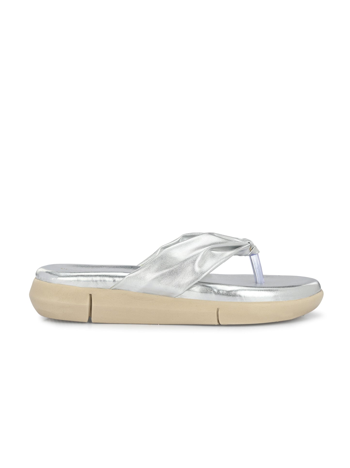 Women Silver Criss-Cross Strap Flats