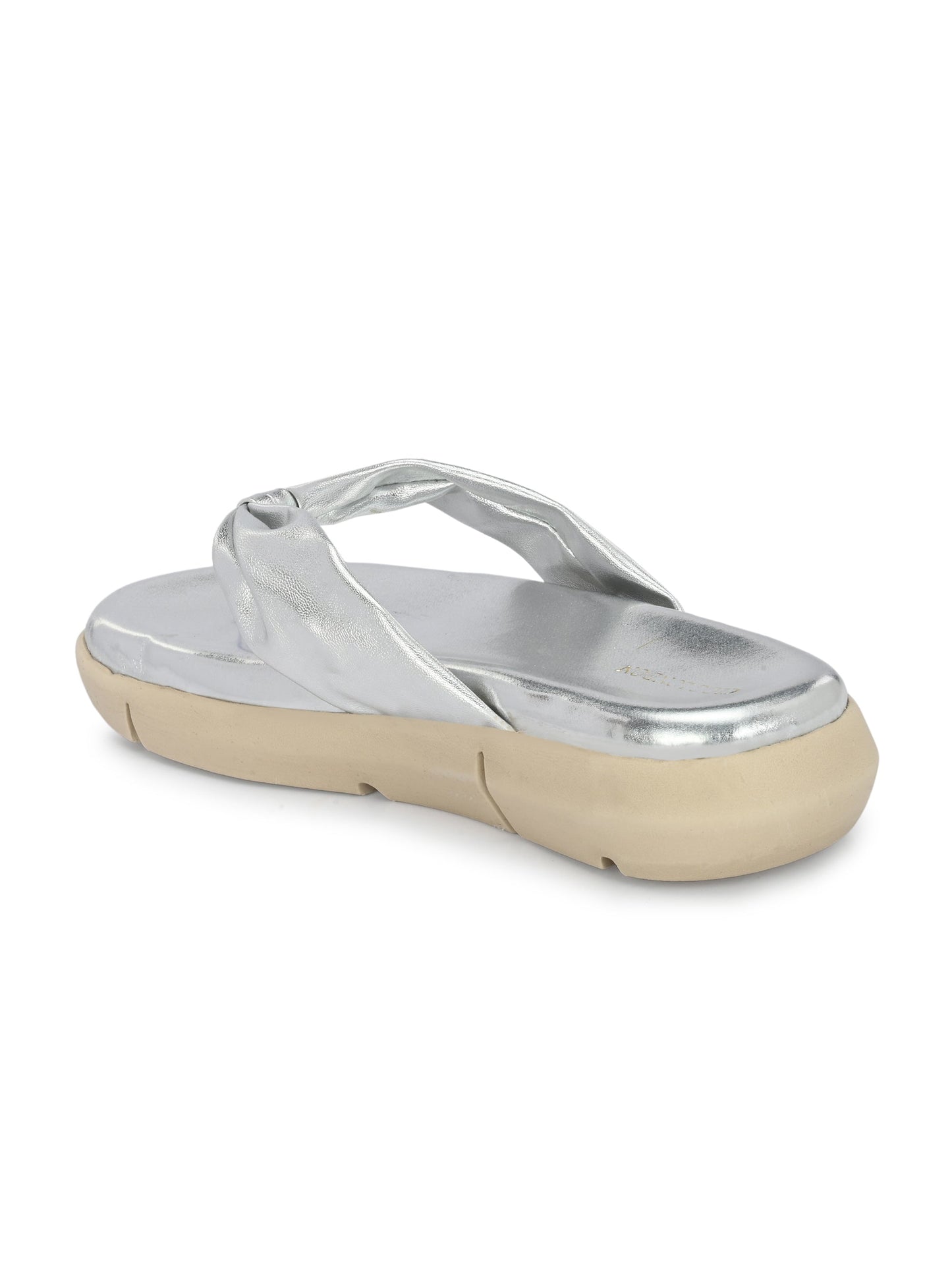 Women Silver Criss-Cross Strap Flats