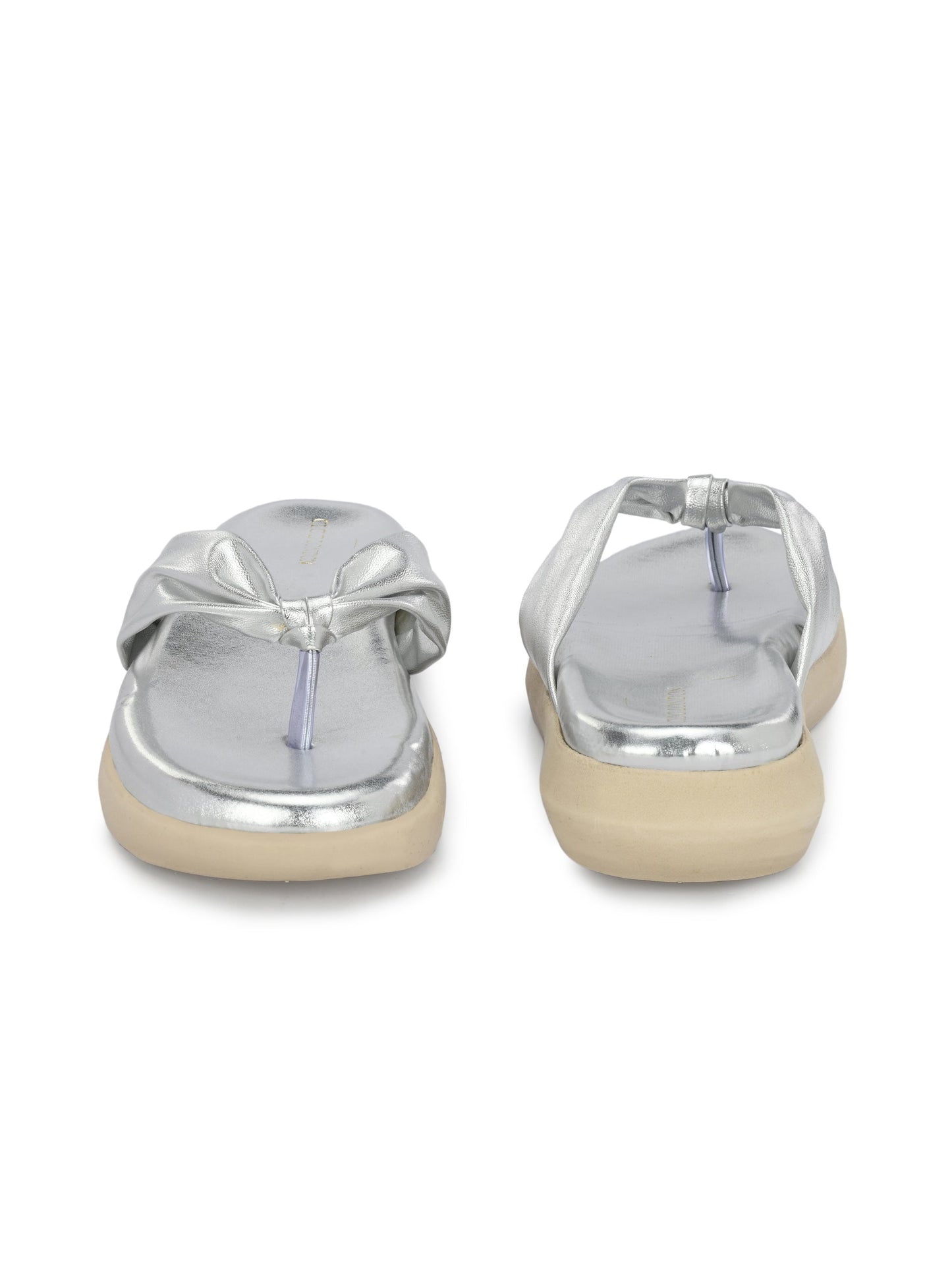 Women Silver Criss-Cross Strap Flats