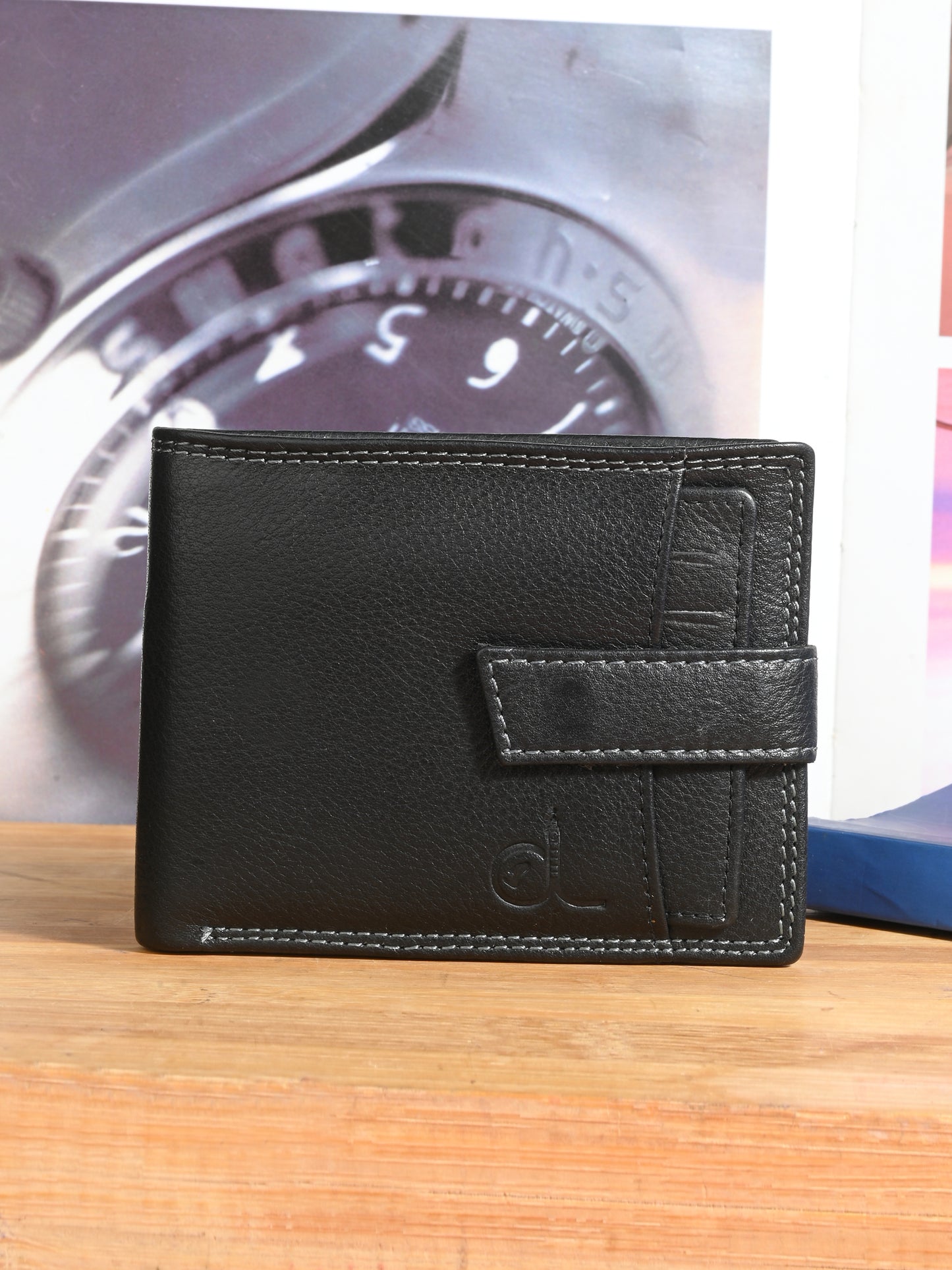 Bifold Black Leather Wallet for Men's