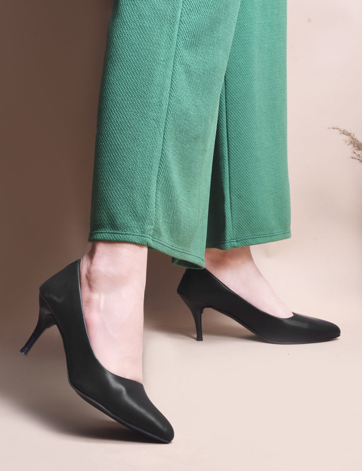 Women Pumps Black Peep Toe Heeled Sandals