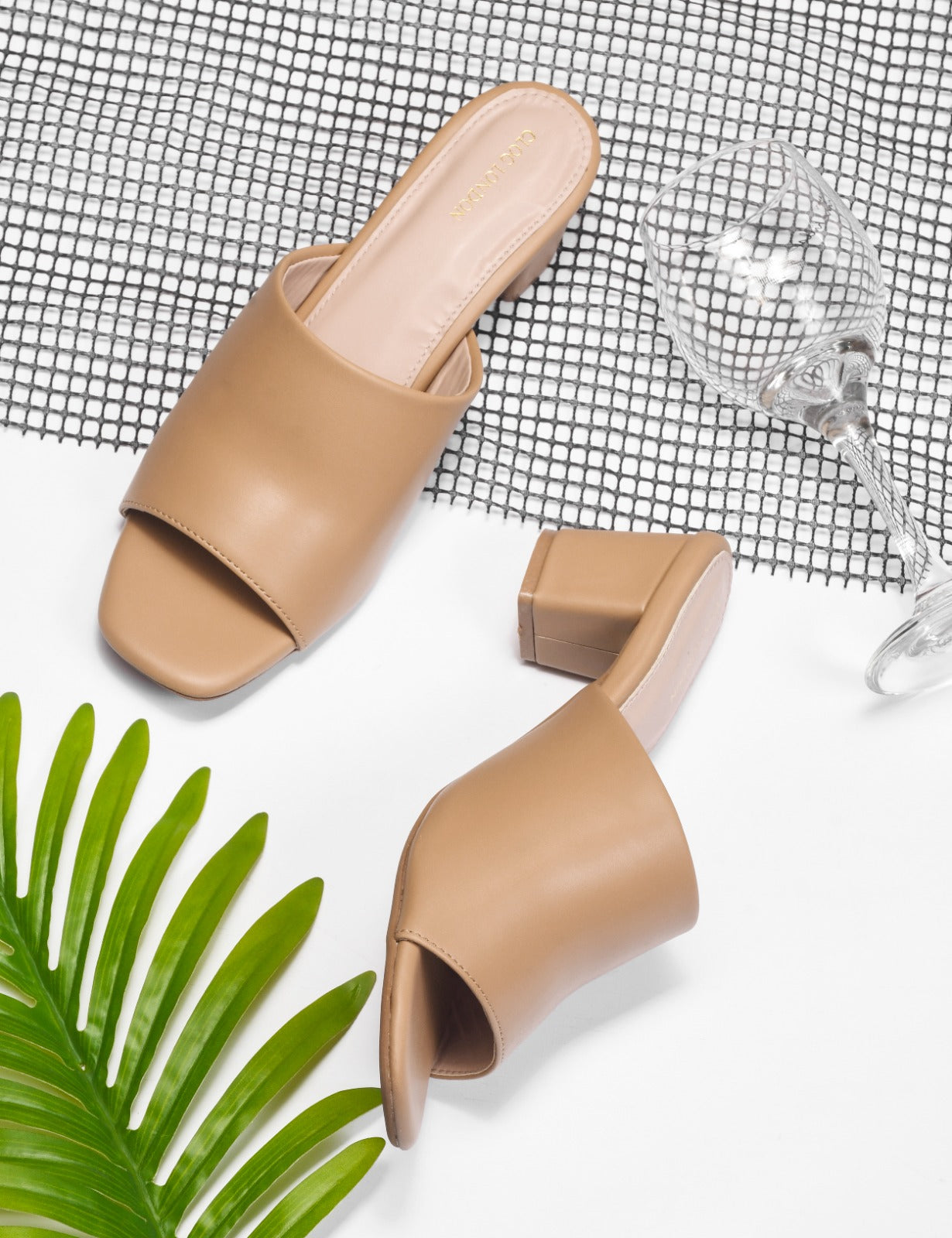 Women Beige & Black Heels Sandals
