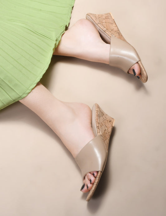 Women Beige Wedges Sandals